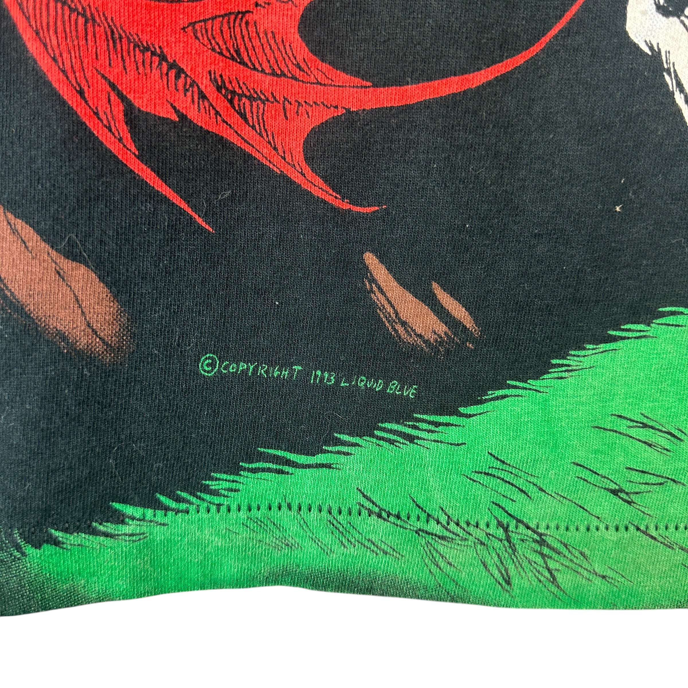 Vintage Liquid Blue AOP Dragon Fighting Knight Shirt - L