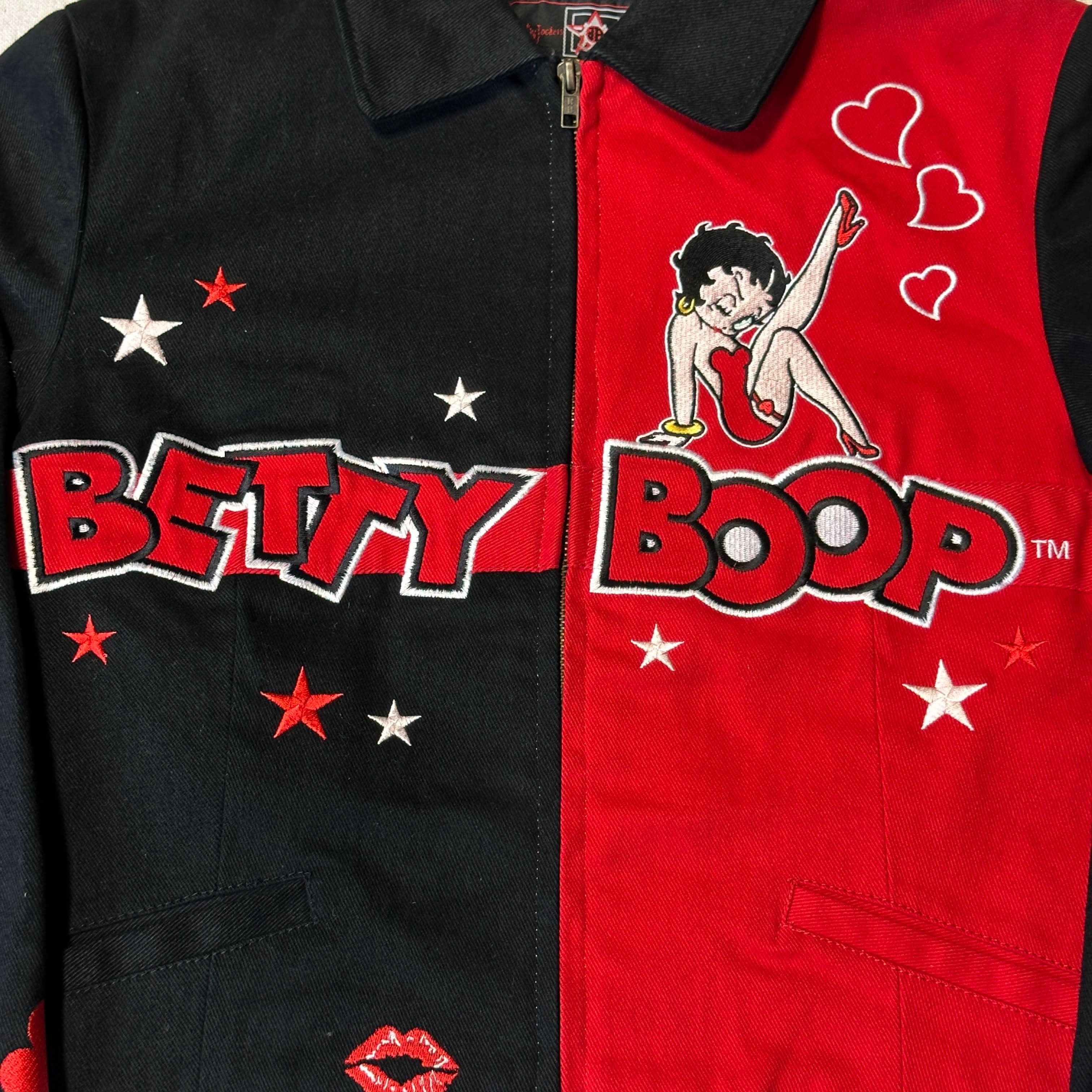 Vintage JH Design Betty Boop Embroidered Two-Tone Jacket Size M womens