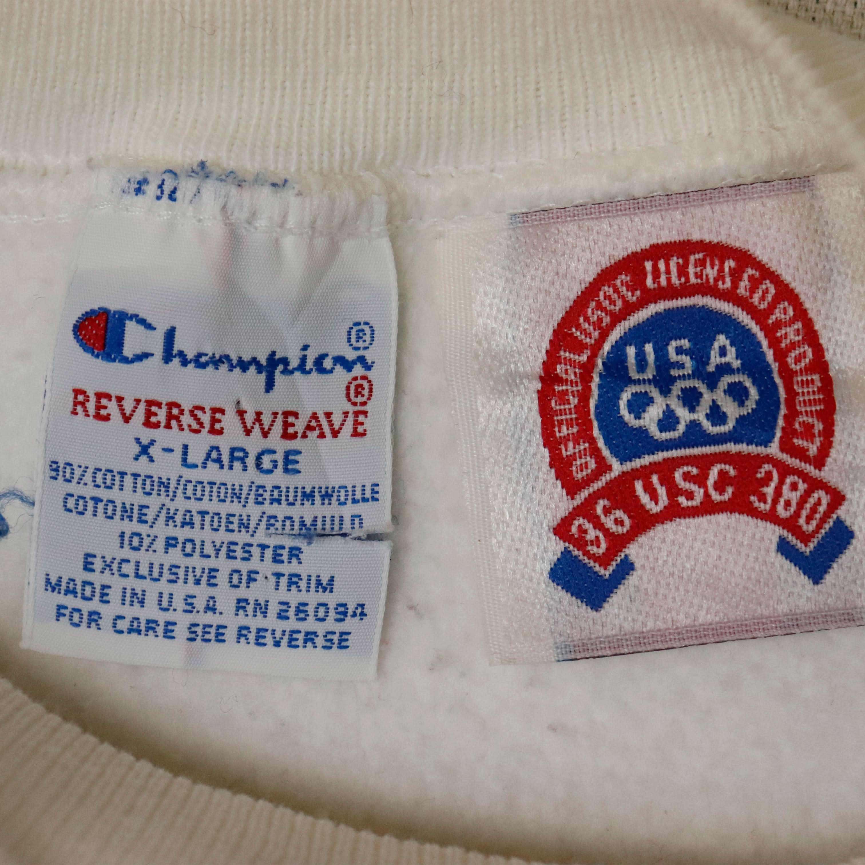 Vintage Champion Reverse Weave USA Olympic Rings Sweatshirt Size XL 90s
