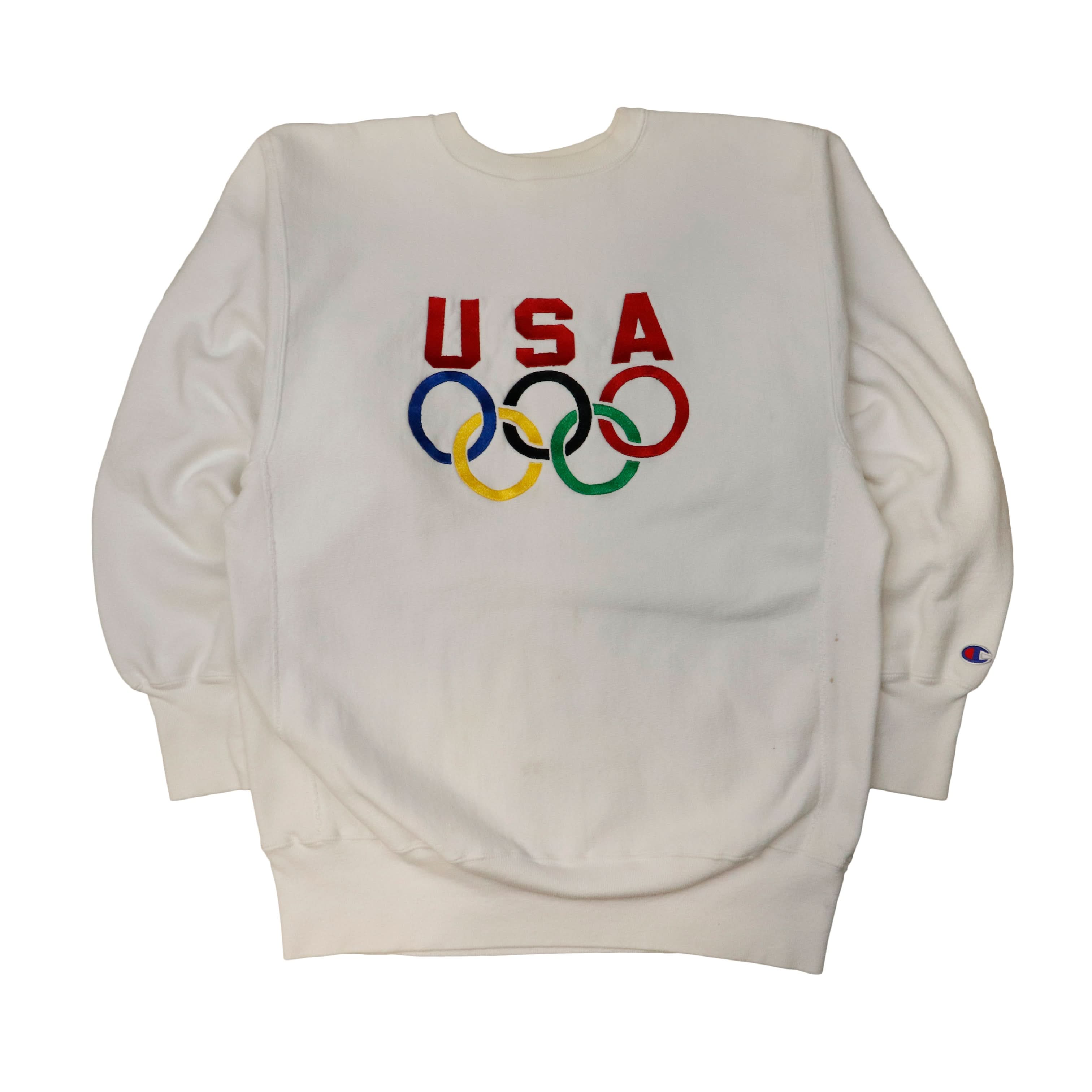Vintage Champion Reverse Weave USA Olympic Rings Sweatshirt Size XL 90s