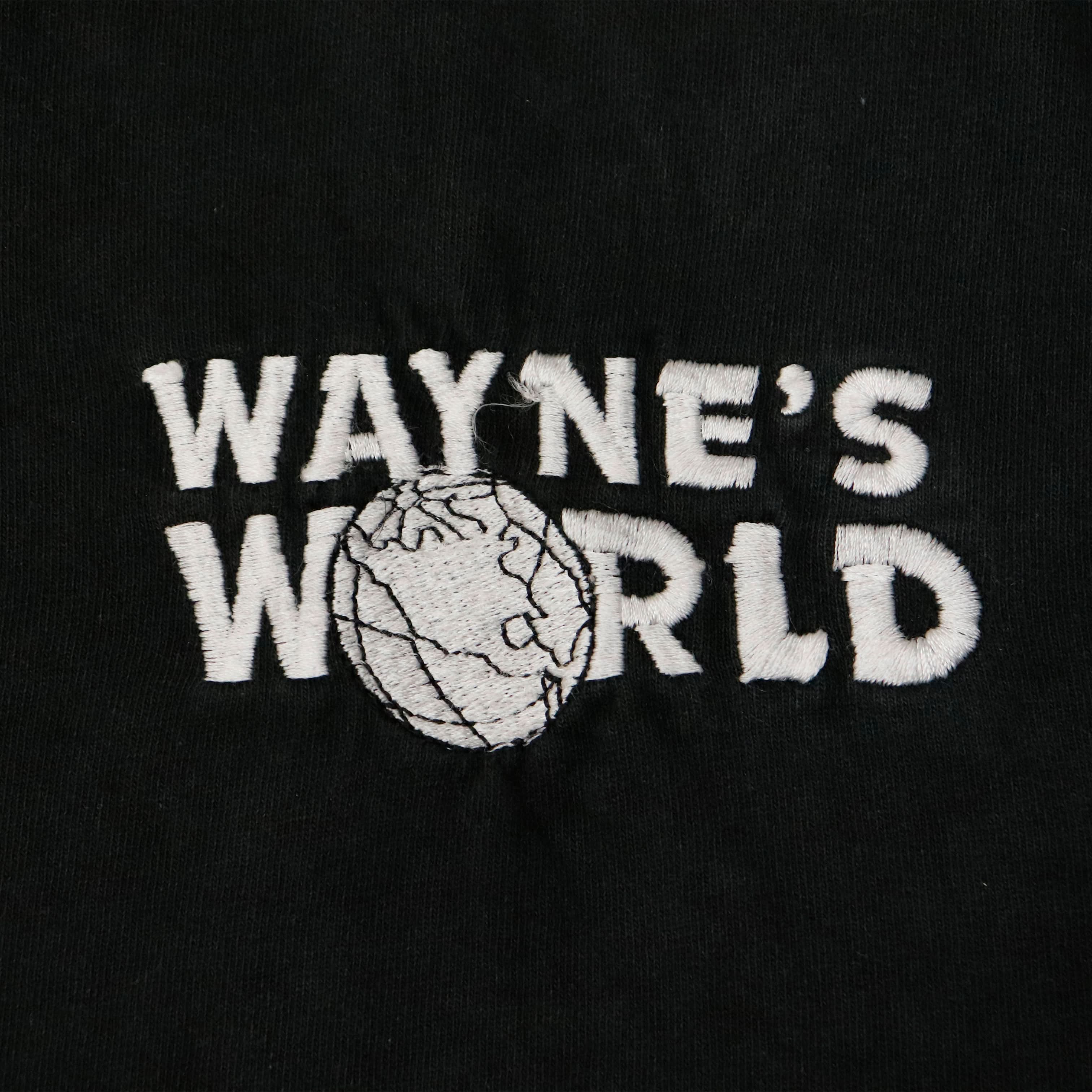 Vintage Wayne's World Embroidered Black T-Shirt Size XL