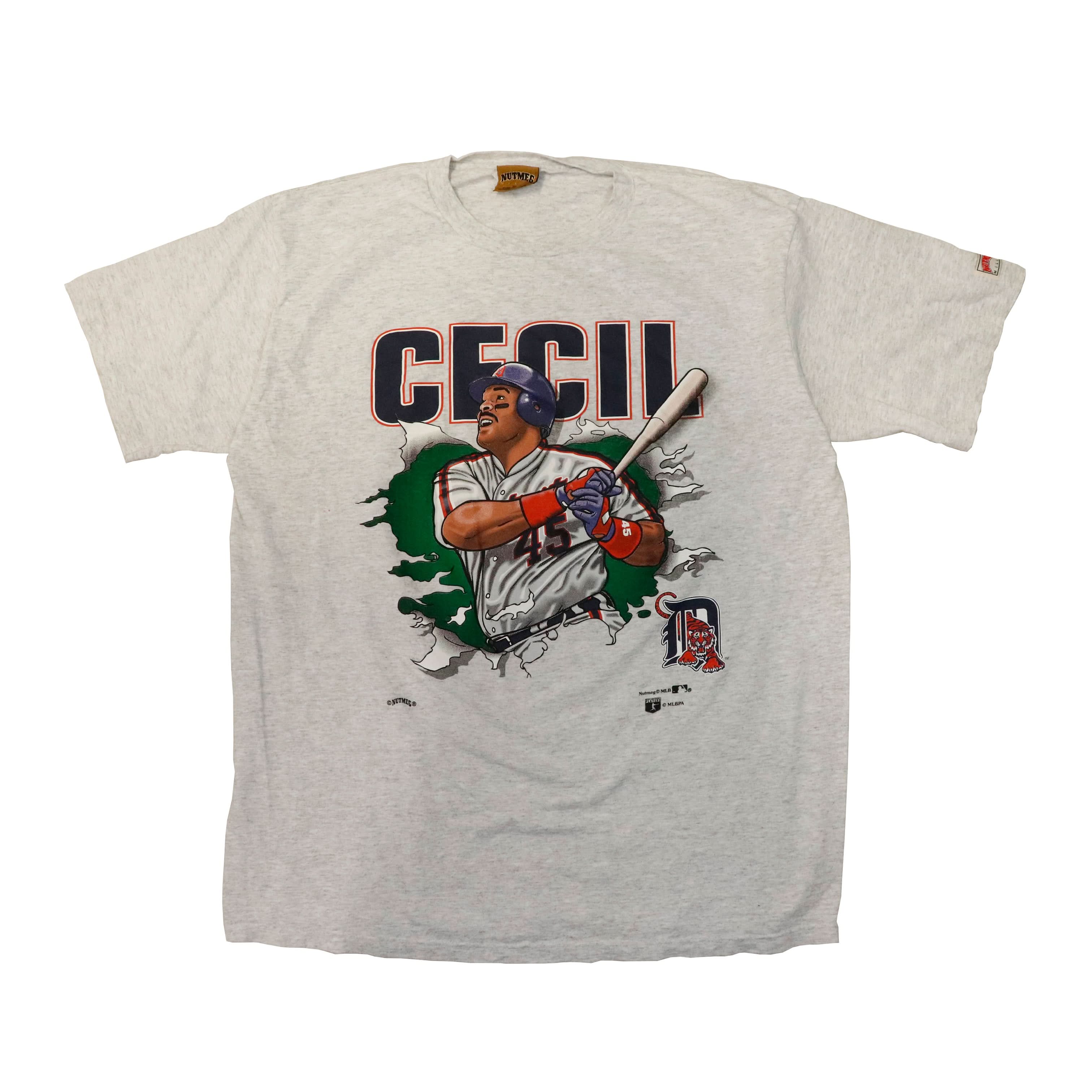 Vintage Nutmeg Cecil Fielder Detroit Tigers Baseball Graphic T-Shirt Size XL