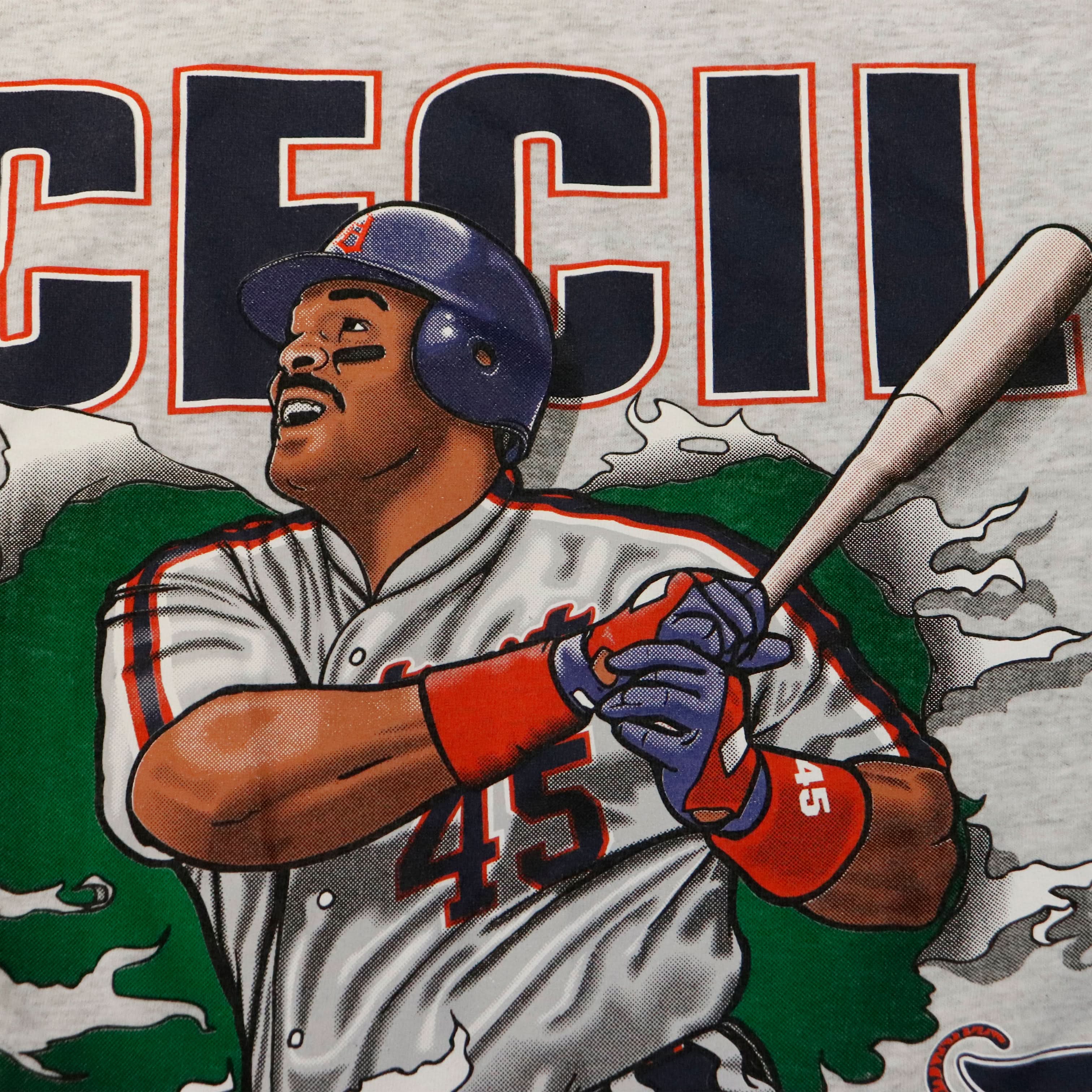 Vintage Nutmeg Cecil Fielder Detroit Tigers Baseball Graphic T-Shirt Size XL