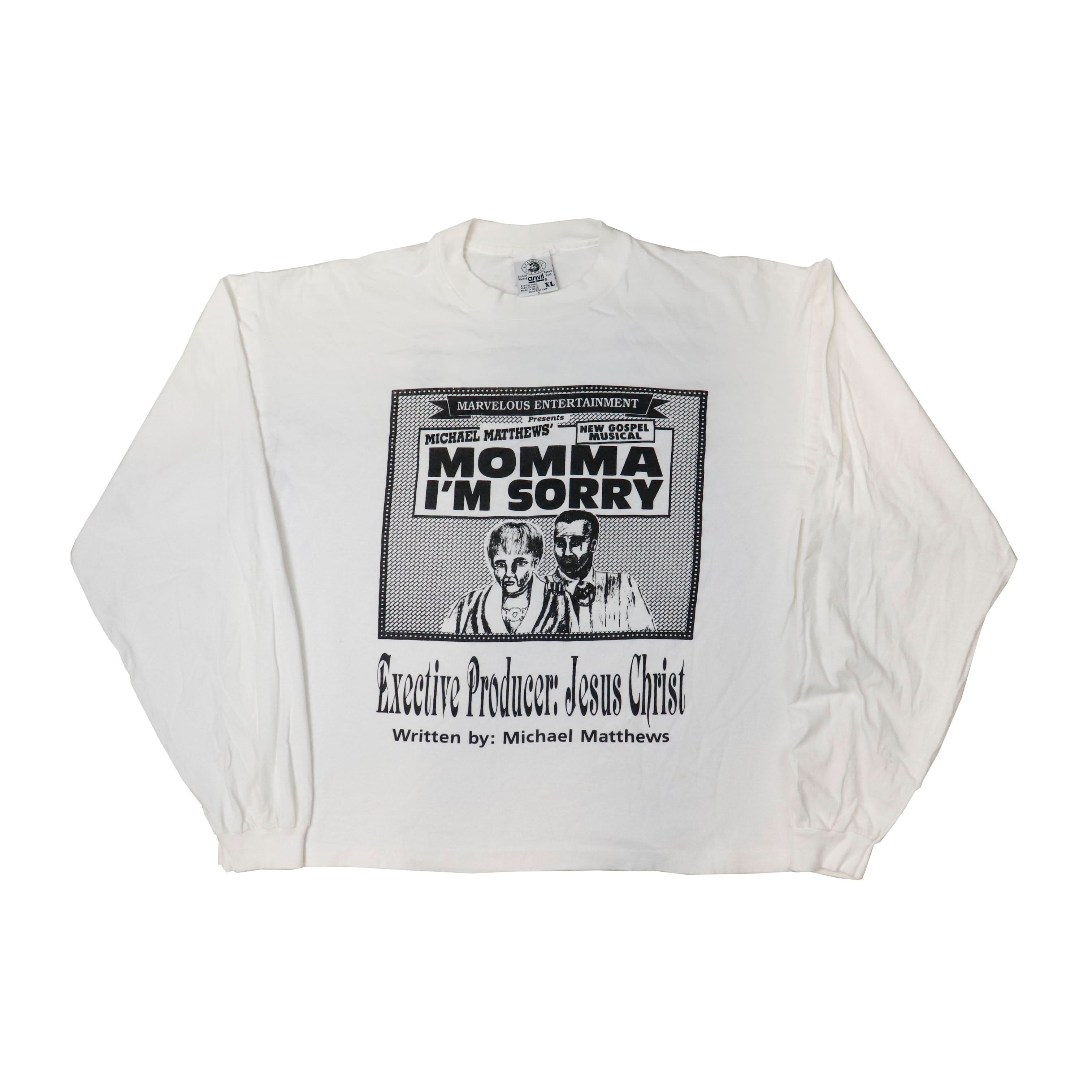 Vintage Anvil Momma I'm Sorry Jesus Gospel Play Graphic Long Sleeve T-Shirt Size XL