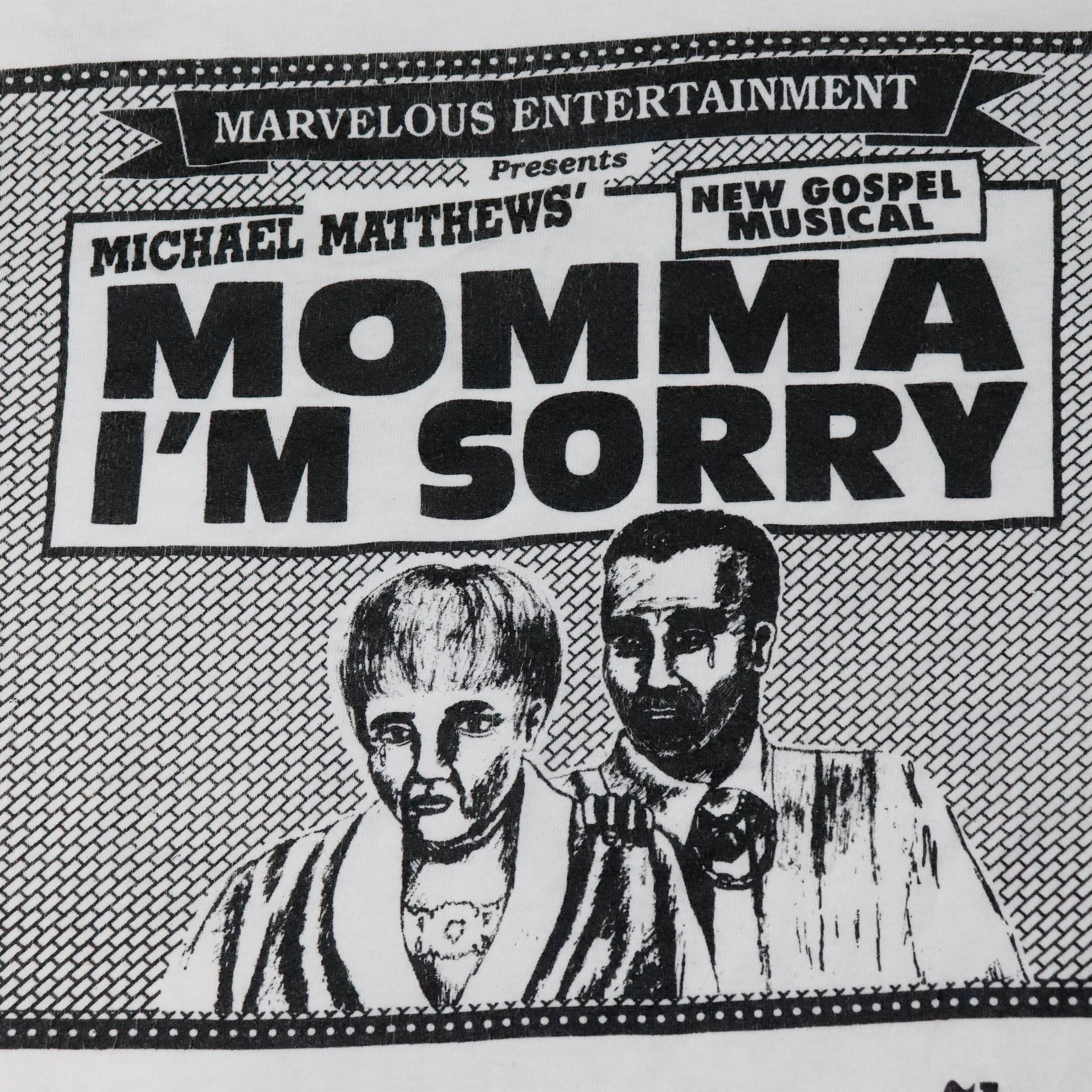 Vintage Anvil Momma I'm Sorry Jesus Gospel Play Graphic Long Sleeve T-Shirt Size XL