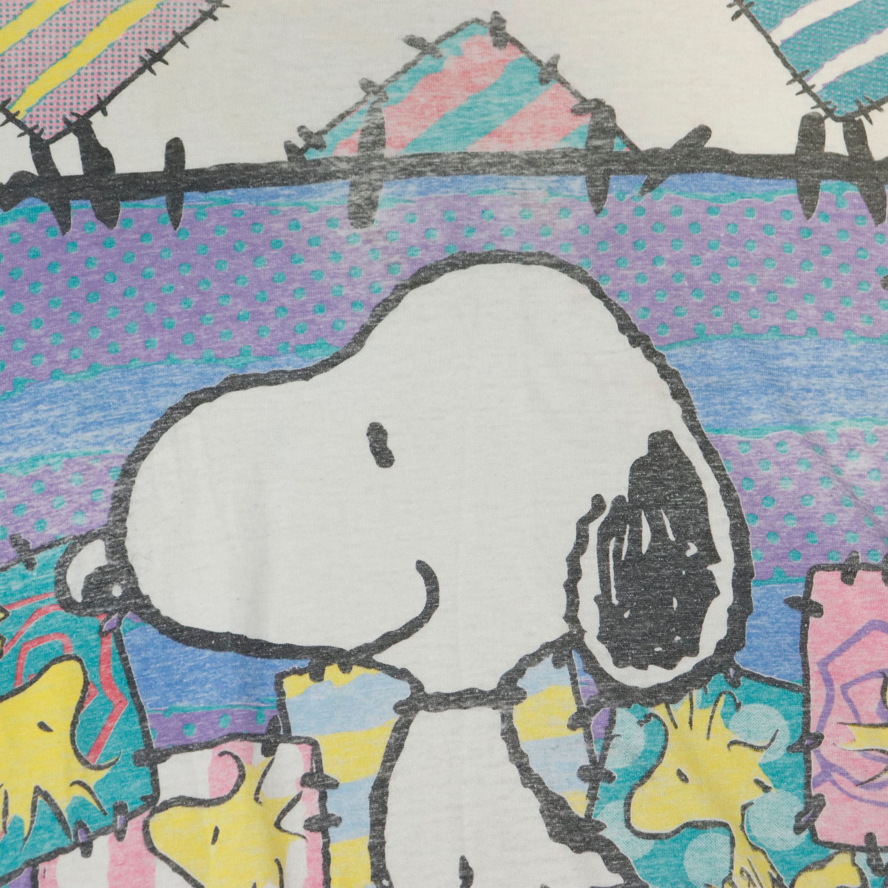 Vintage Peanuts Snoopy Patchwork Graphic T-Shirt Size Large 90s