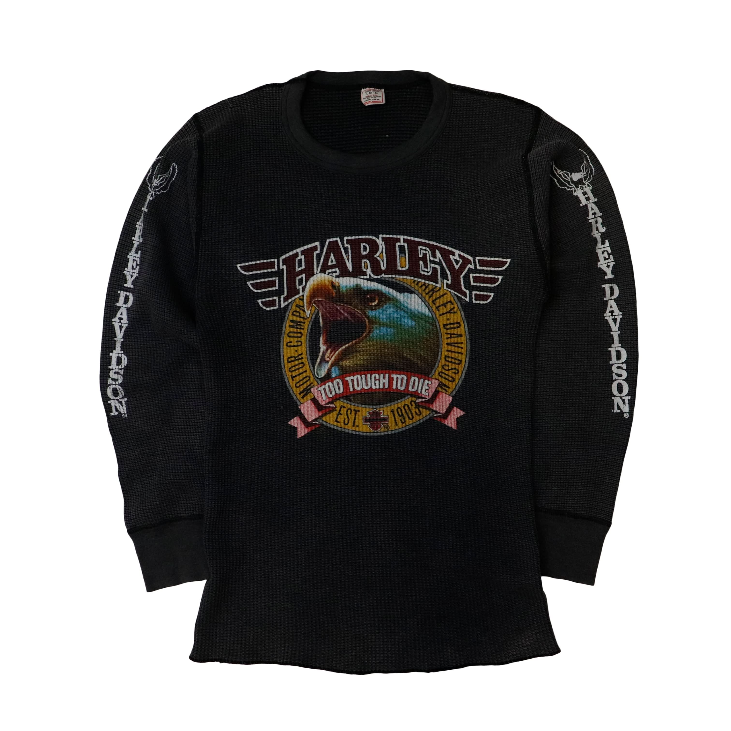 Vintage Harley Davidson Eagle Graphic Thermal Long Sleeve Size L