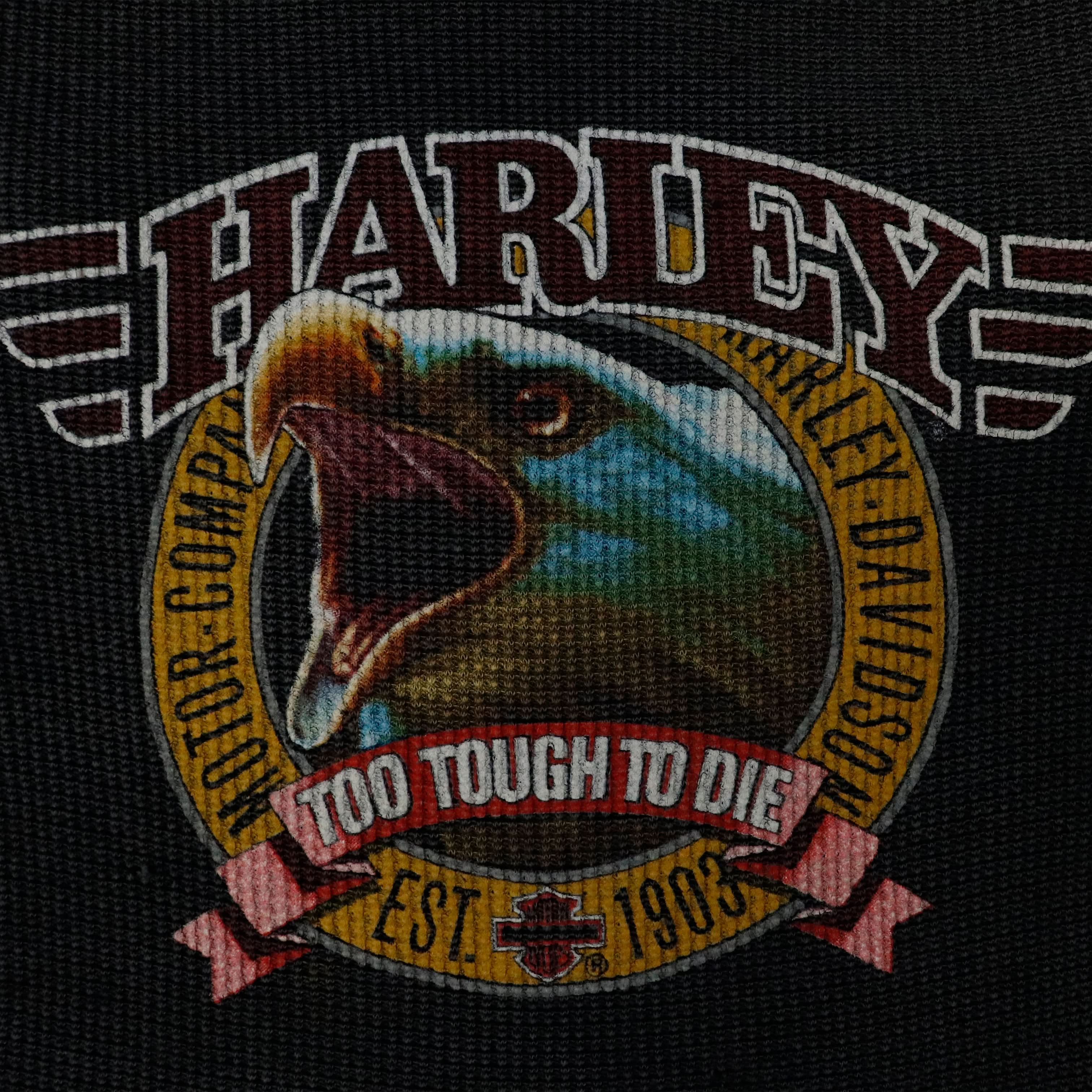 Vintage Harley Davidson Eagle Graphic Thermal Long Sleeve Size L