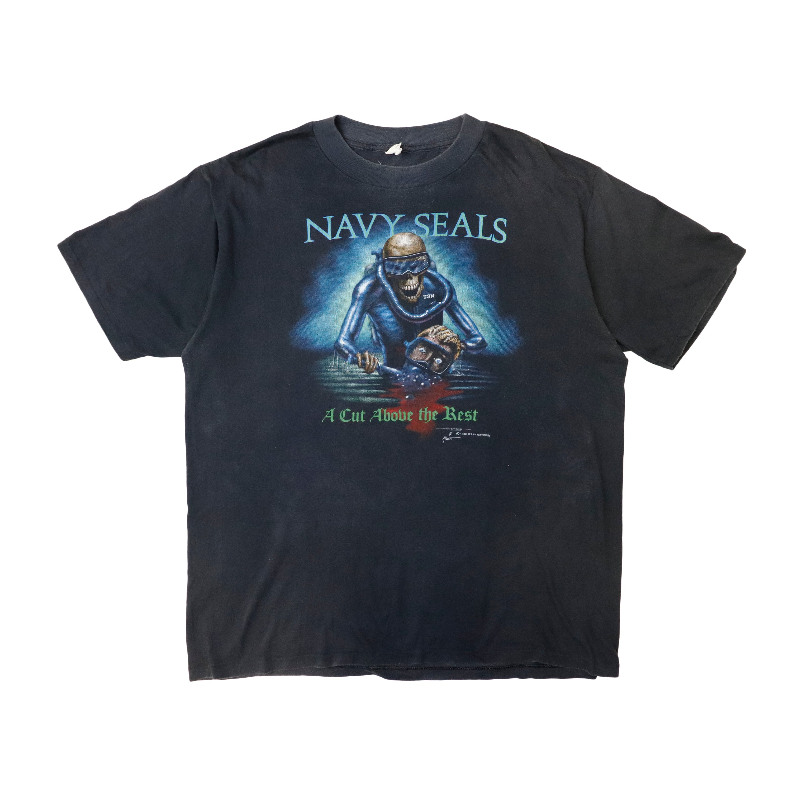 Vintage Navy Seals Skull Diver Graphic T-Shirt Size Large