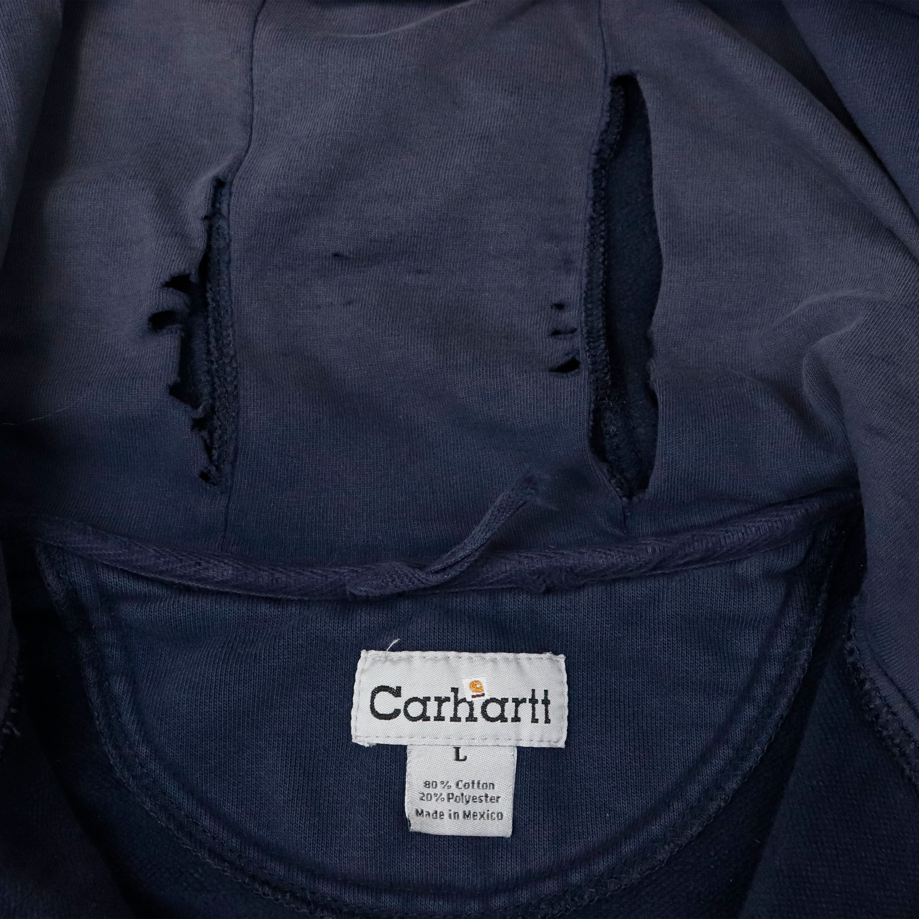 Vintage Carhartt Distressed Zip-Up Hoodie Size L