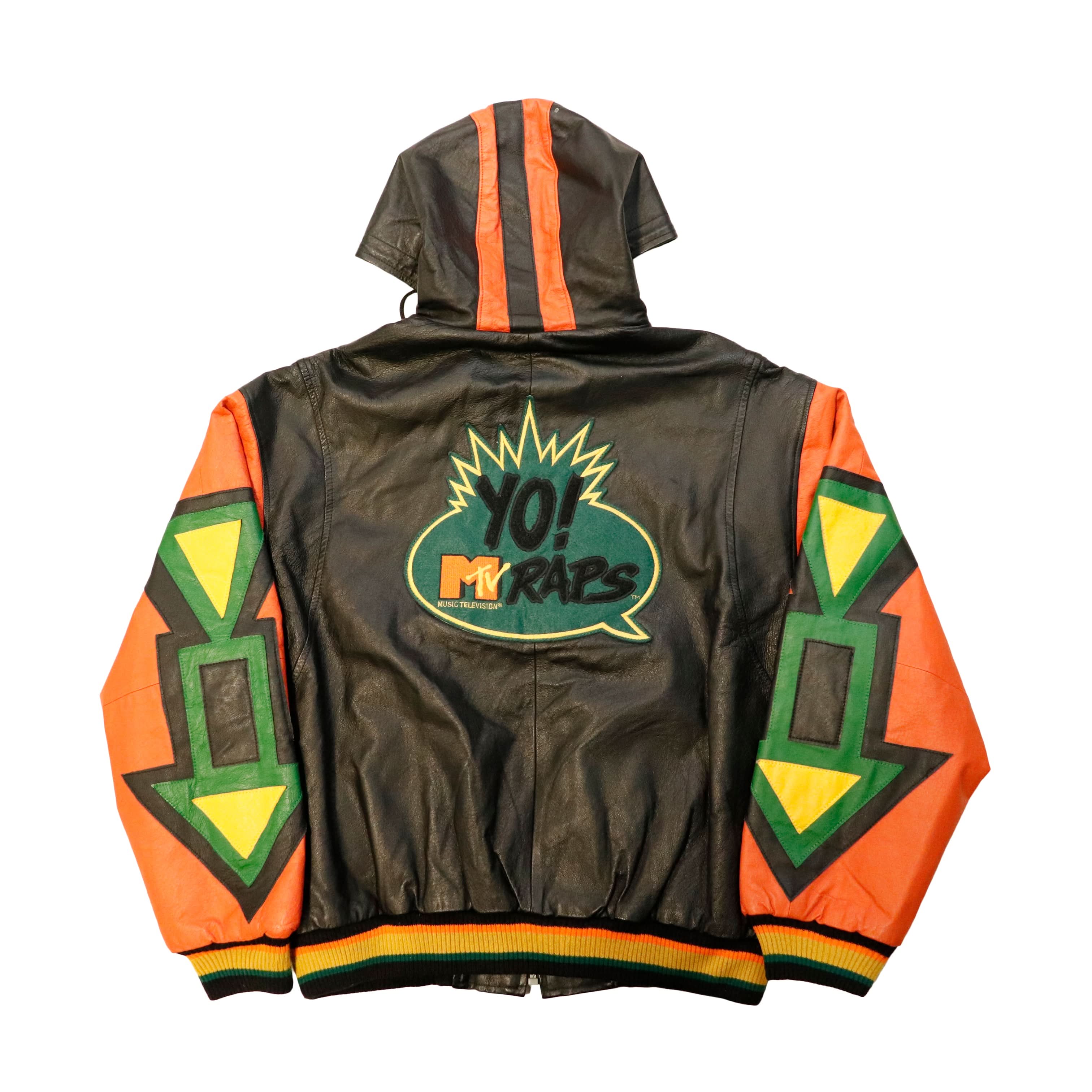 Vintage MTV Yo MTV Raps Leather Hooded Jacket Size L RARE!