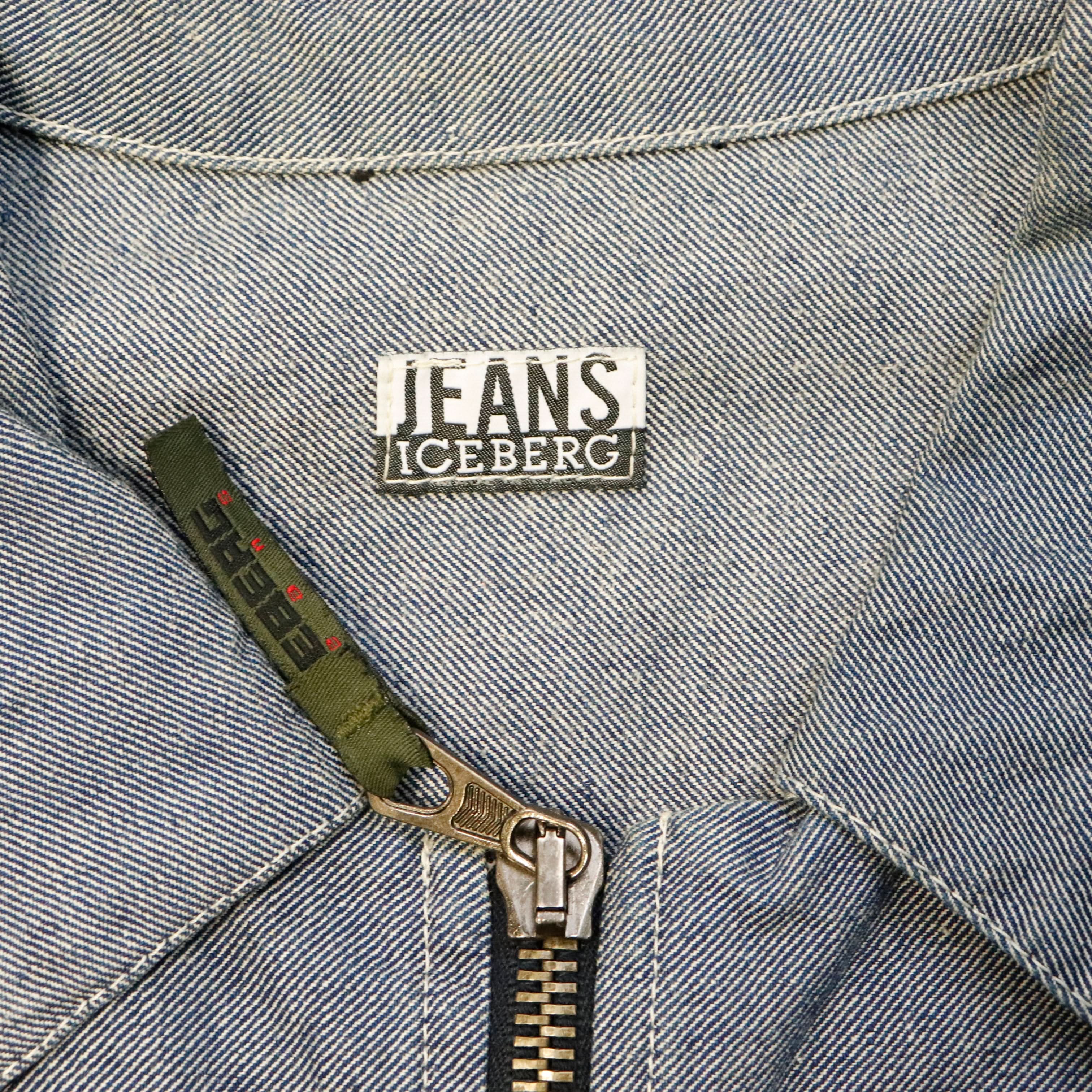 Vintage Iceberg Jeans Embroidered Logo Denim Jacket