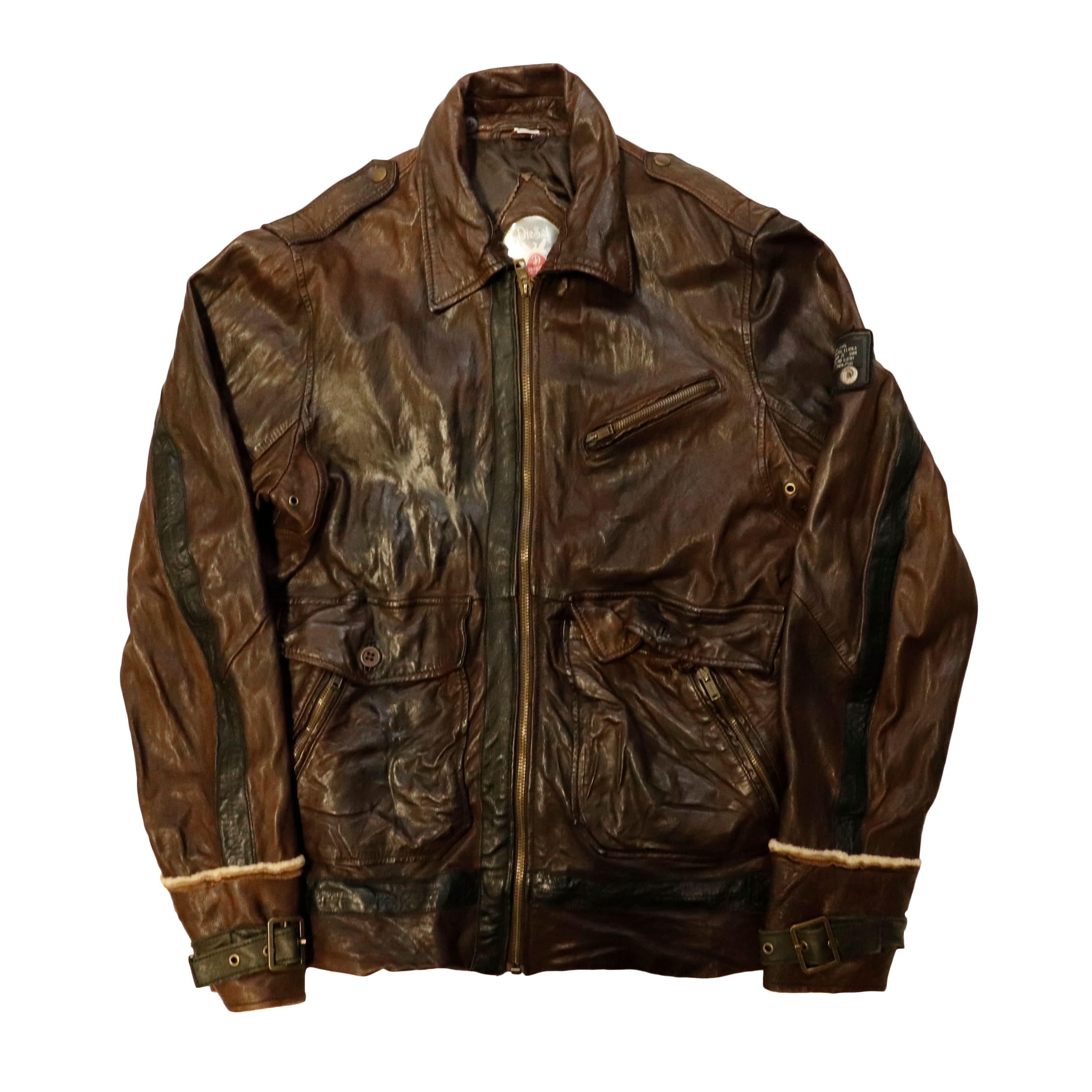 Vintage Diesel distressed leather jacket 90s designer rare