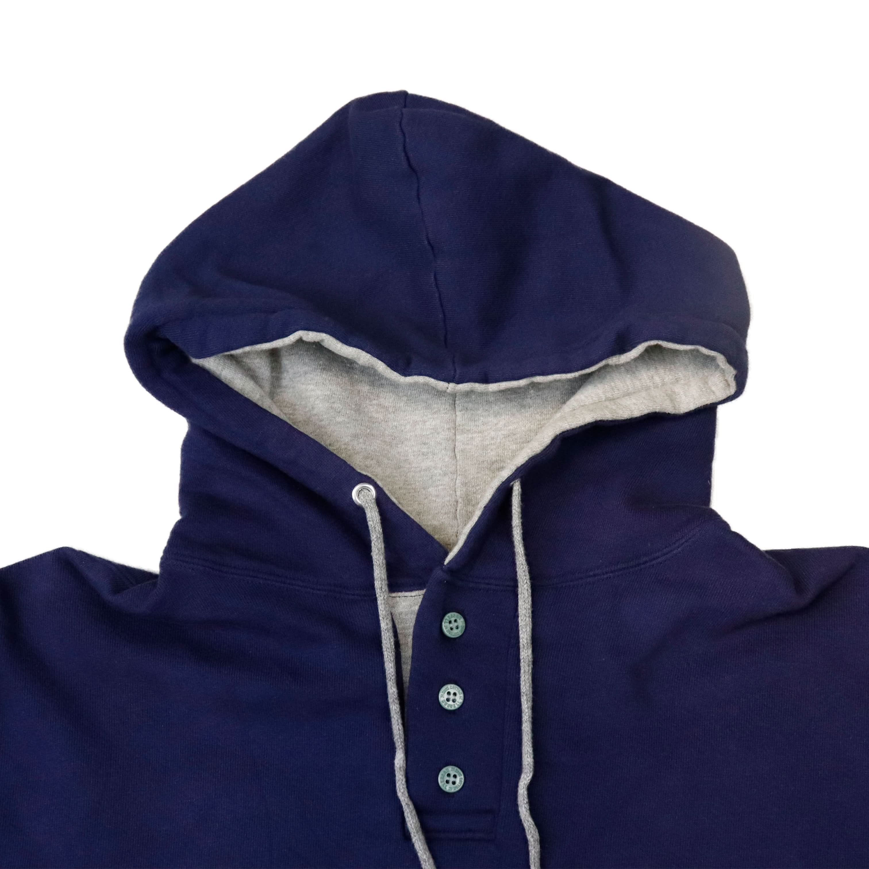 Vintage 90s RARE Russell Athletic Hooded Three-Button Pullover Sweatshirt Size M