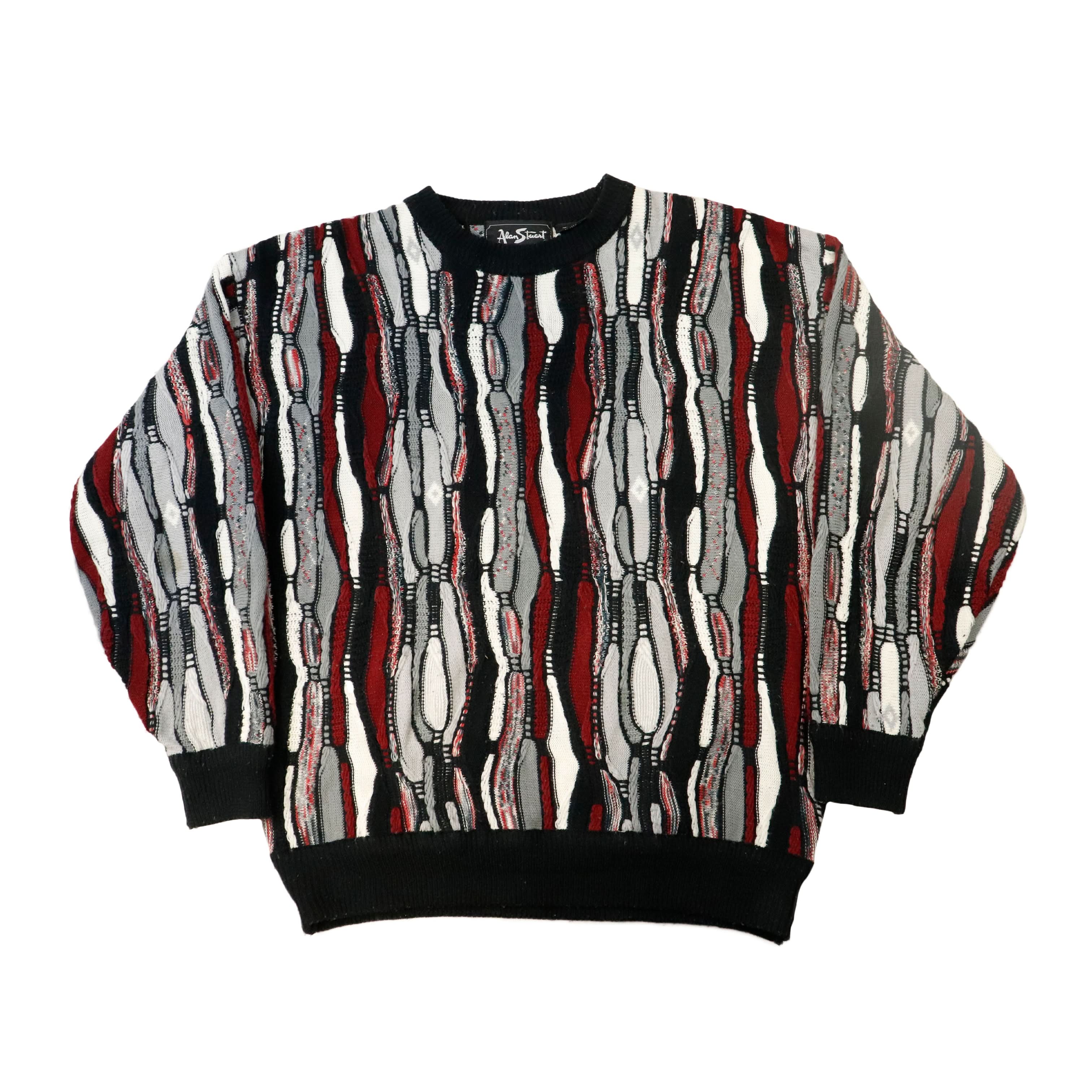 Vintage Alan Stuart Textured 3D Knit Sweater Size XL 90s
