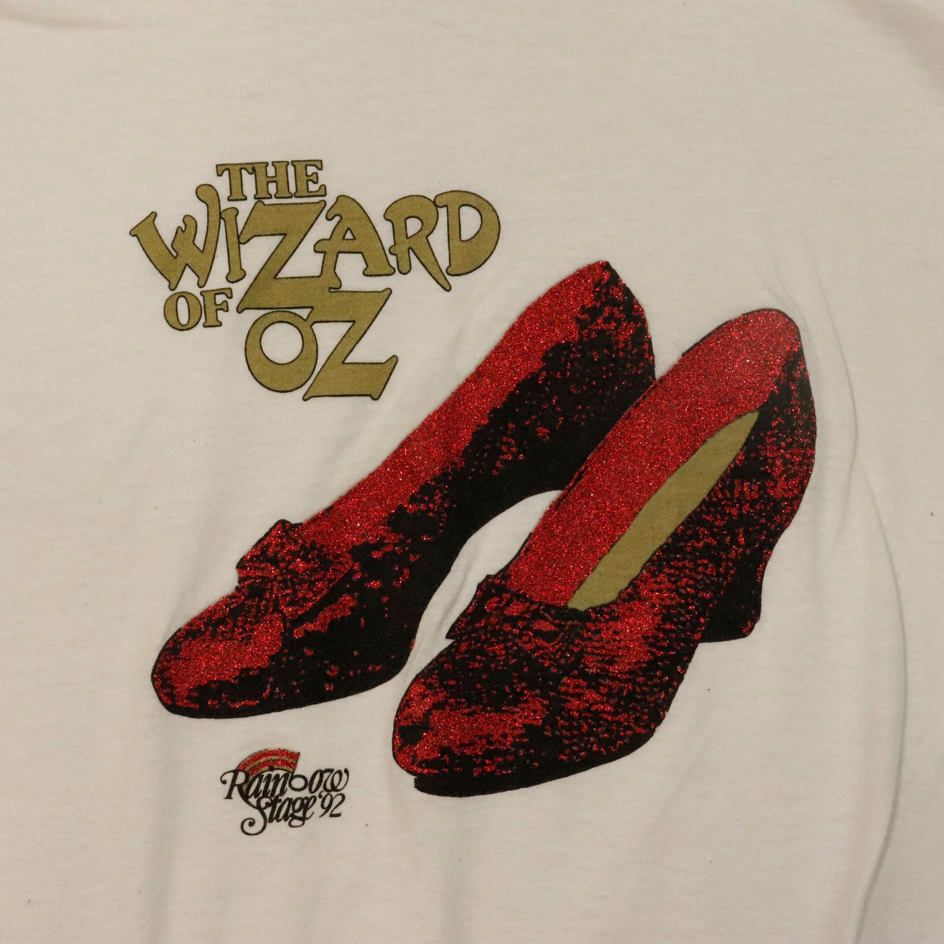 Vintage 1992 The Wizard of Oz Slippers Glitter Print T-Shirt One Size