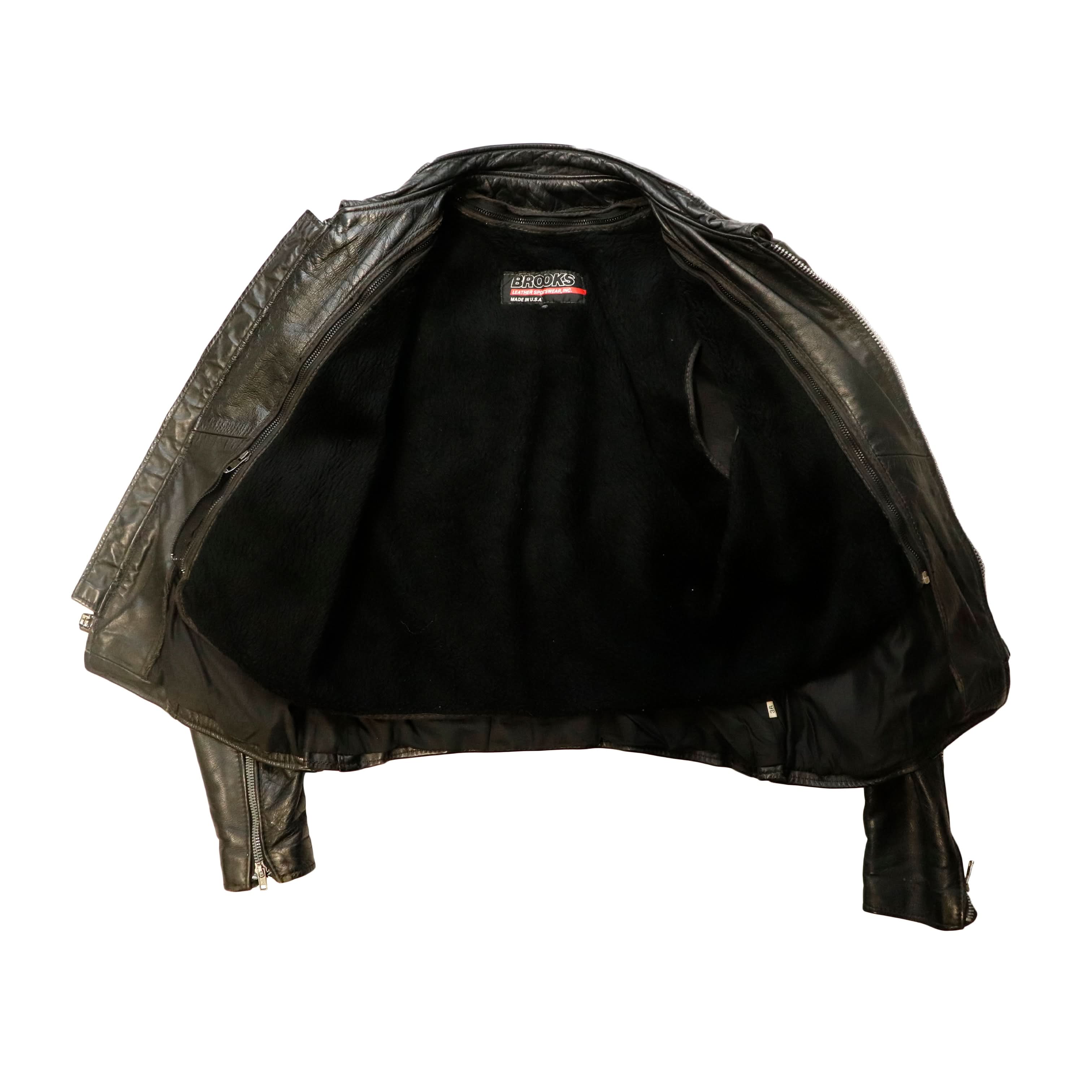 Vintage Brooks Cafe Racer Motorcycle Leather Jacket size 36 Mens