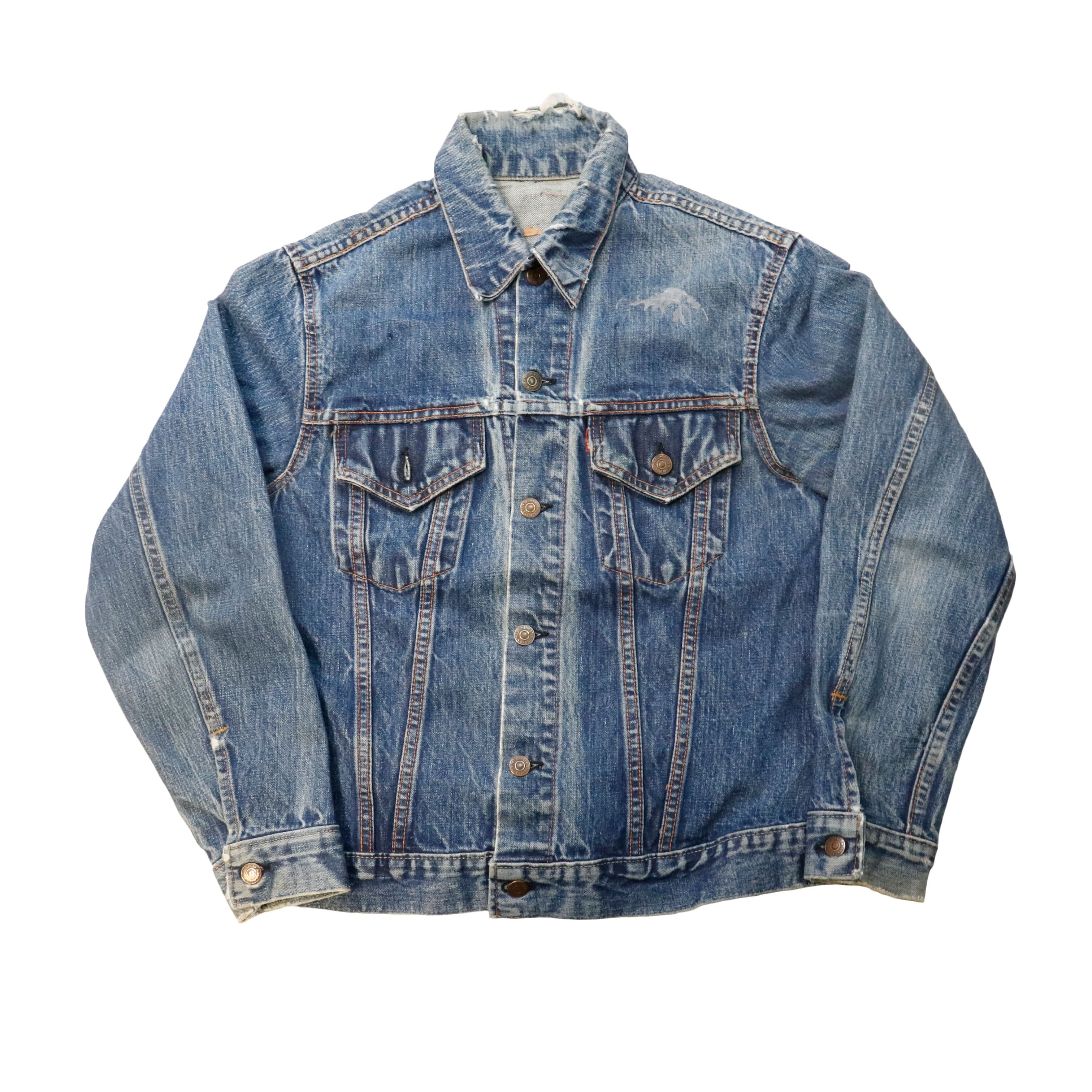 Vintage 60s Big E Levi's Faded Indigo Denim Trucker Jacket Size M