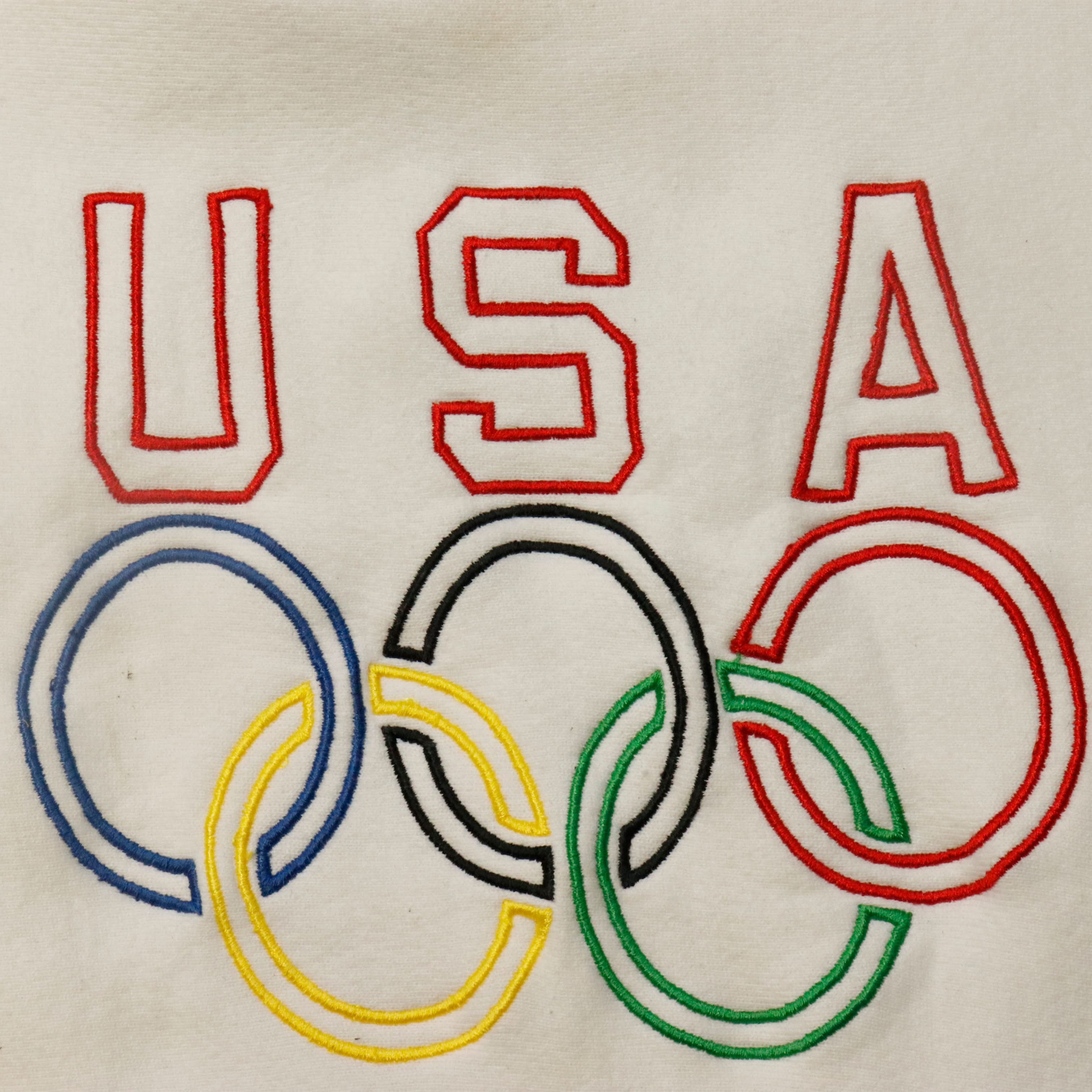 Vintage 90s Champion Reverse Weave USA Olympic Rings Sweatshirt Size L