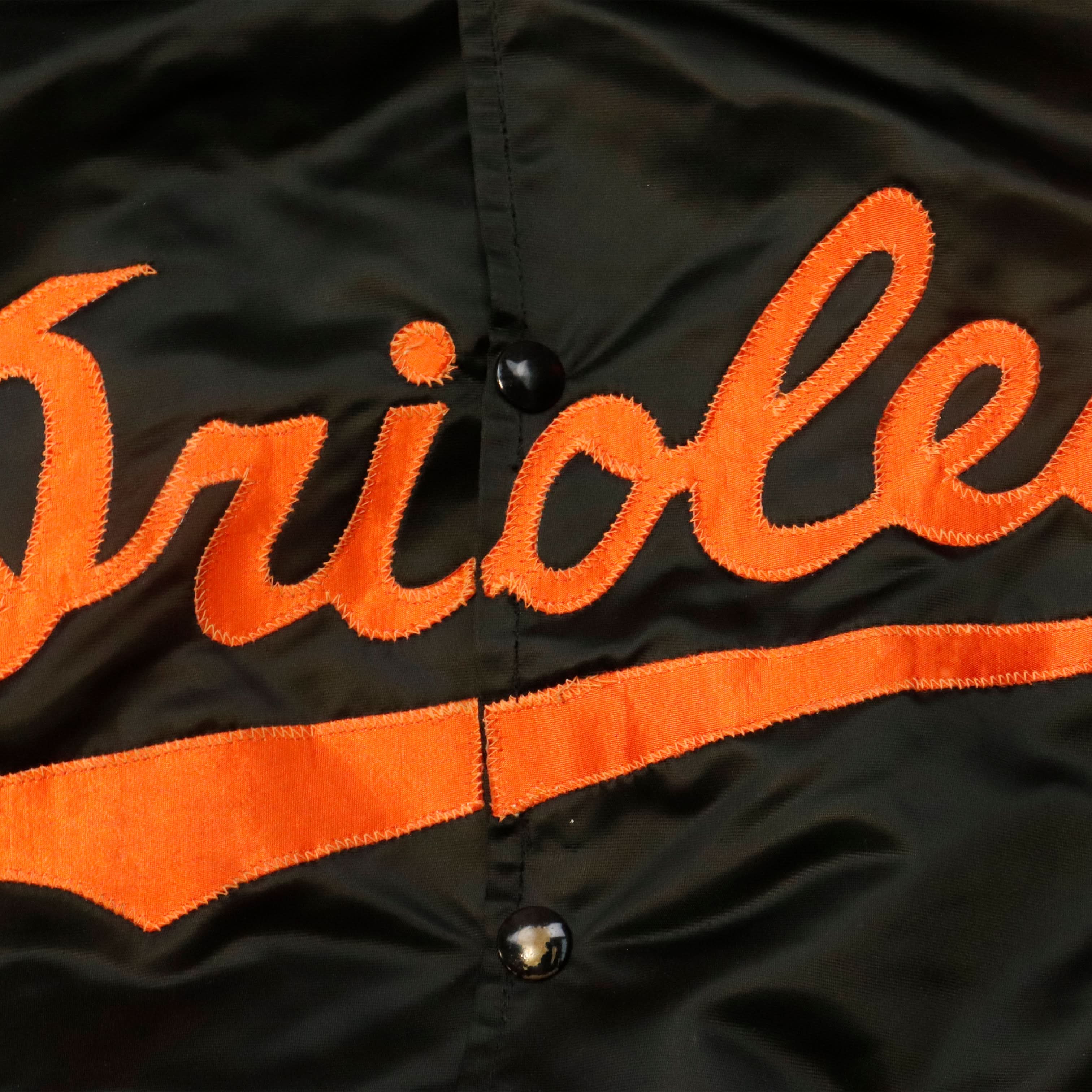 Vintage Game Worn Dugout Baltimore Orioles Satin Bomber Jacket Size 44