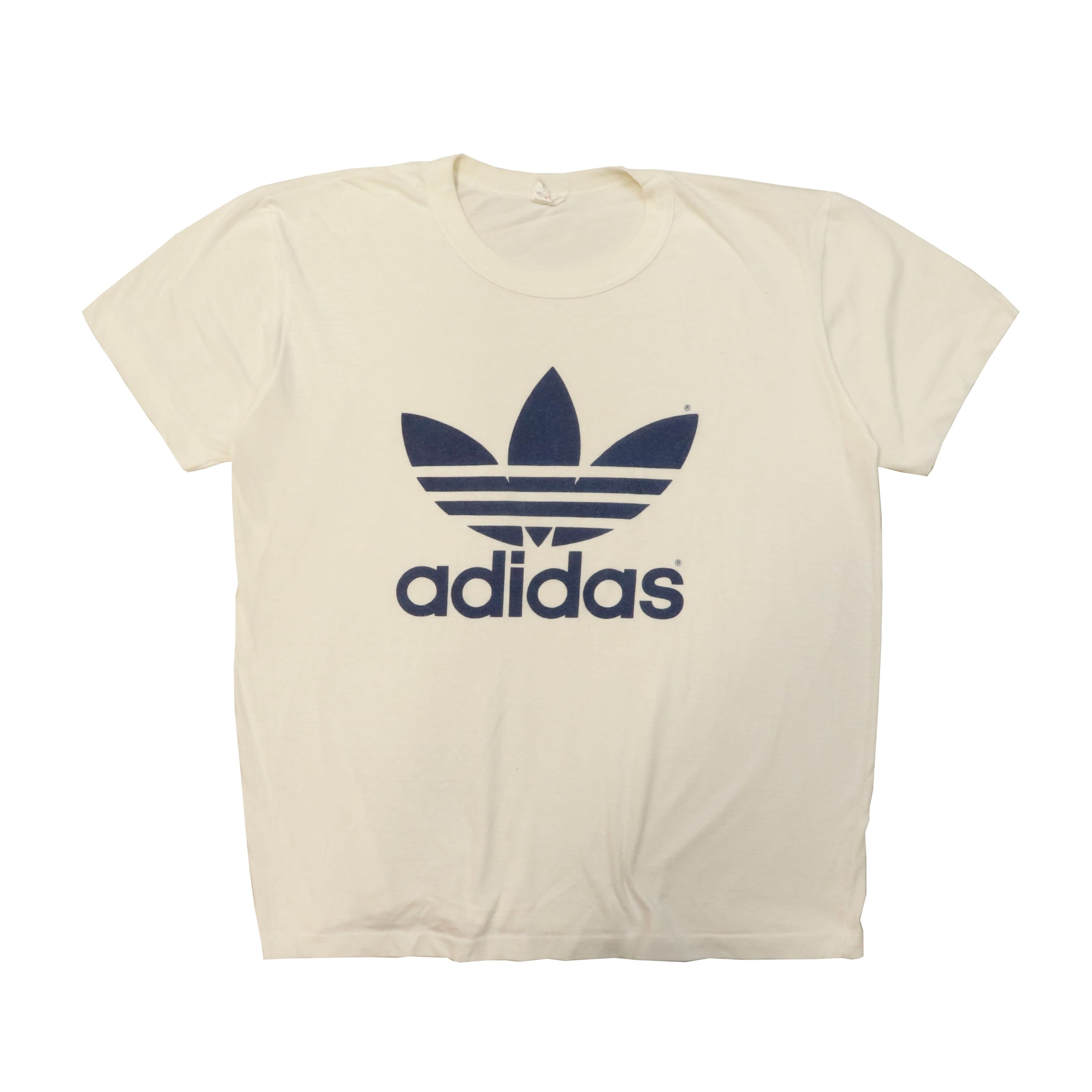 Vintage 80s Adidas Trefoil Logo Graphic T-Shirt Size XL