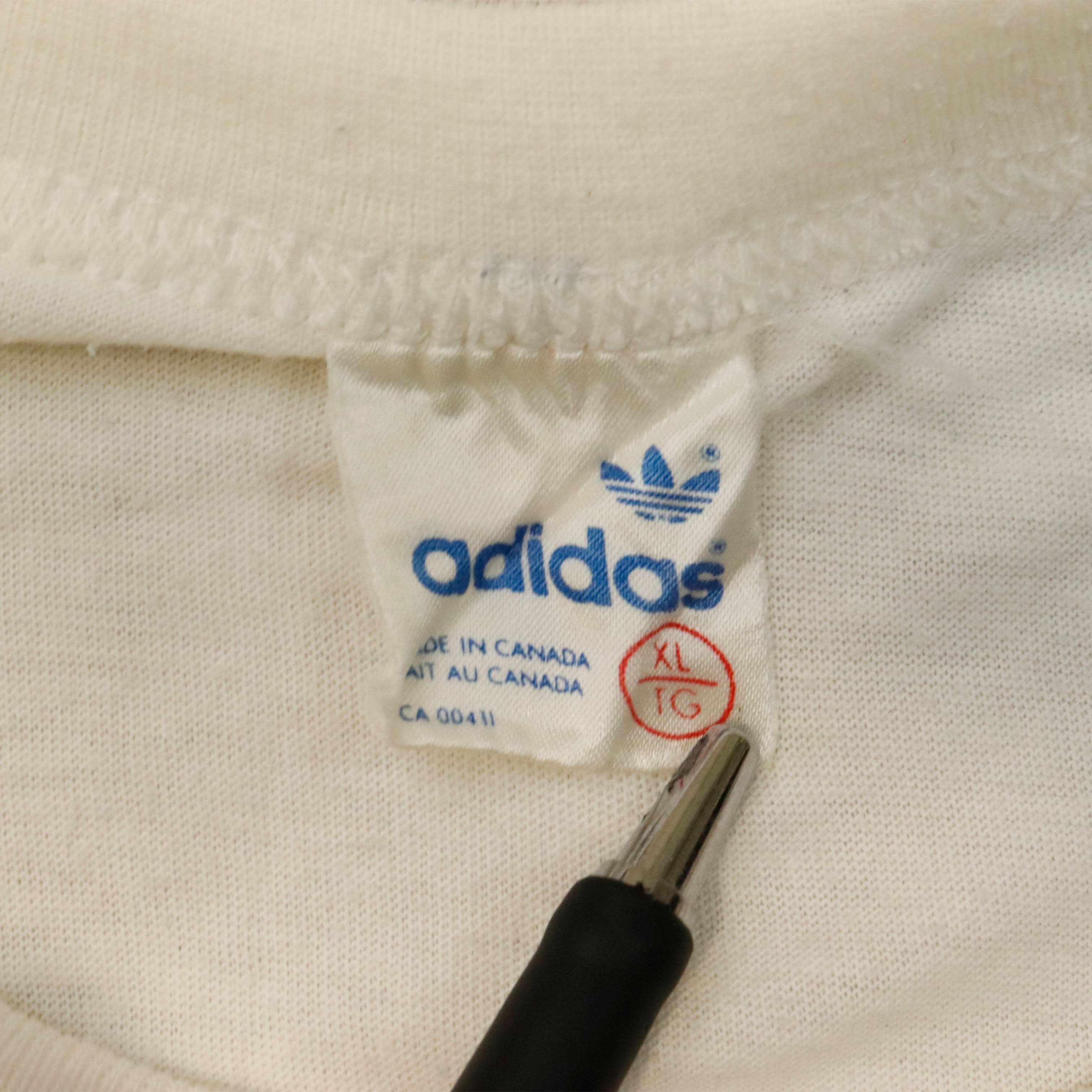 Vintage 80s Adidas Trefoil Logo Graphic T-Shirt Size XL