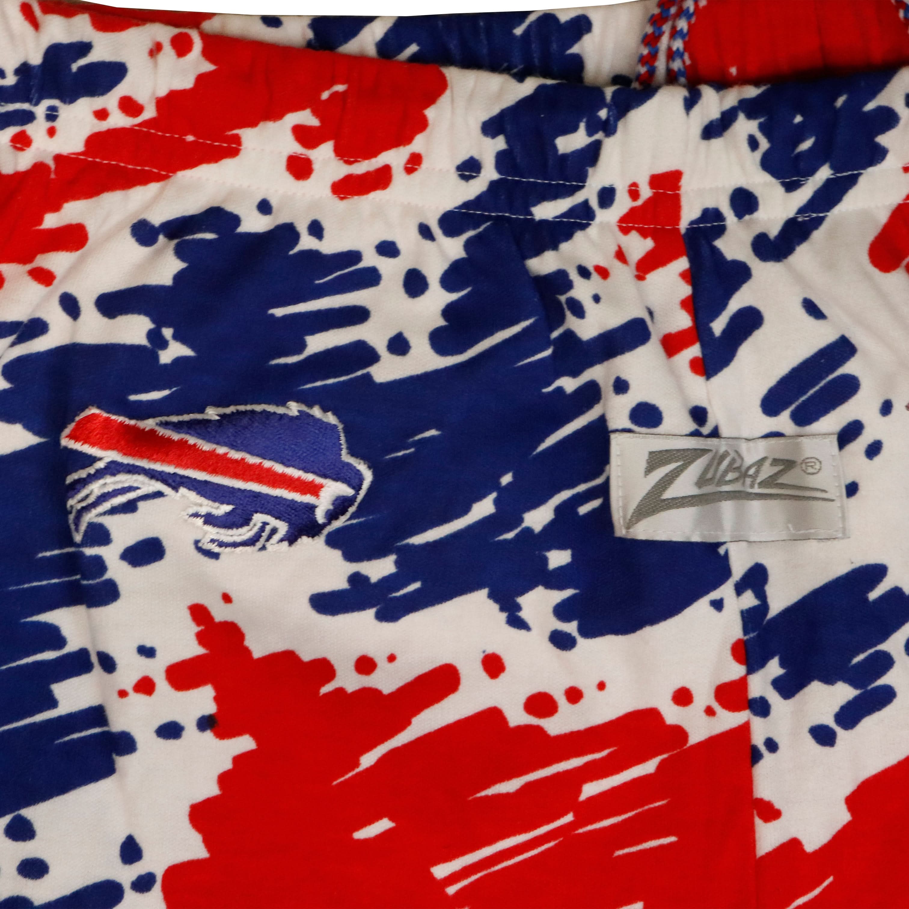 Vintage Buffalo Bills Zubaz red white and blue splatter print pants Size L