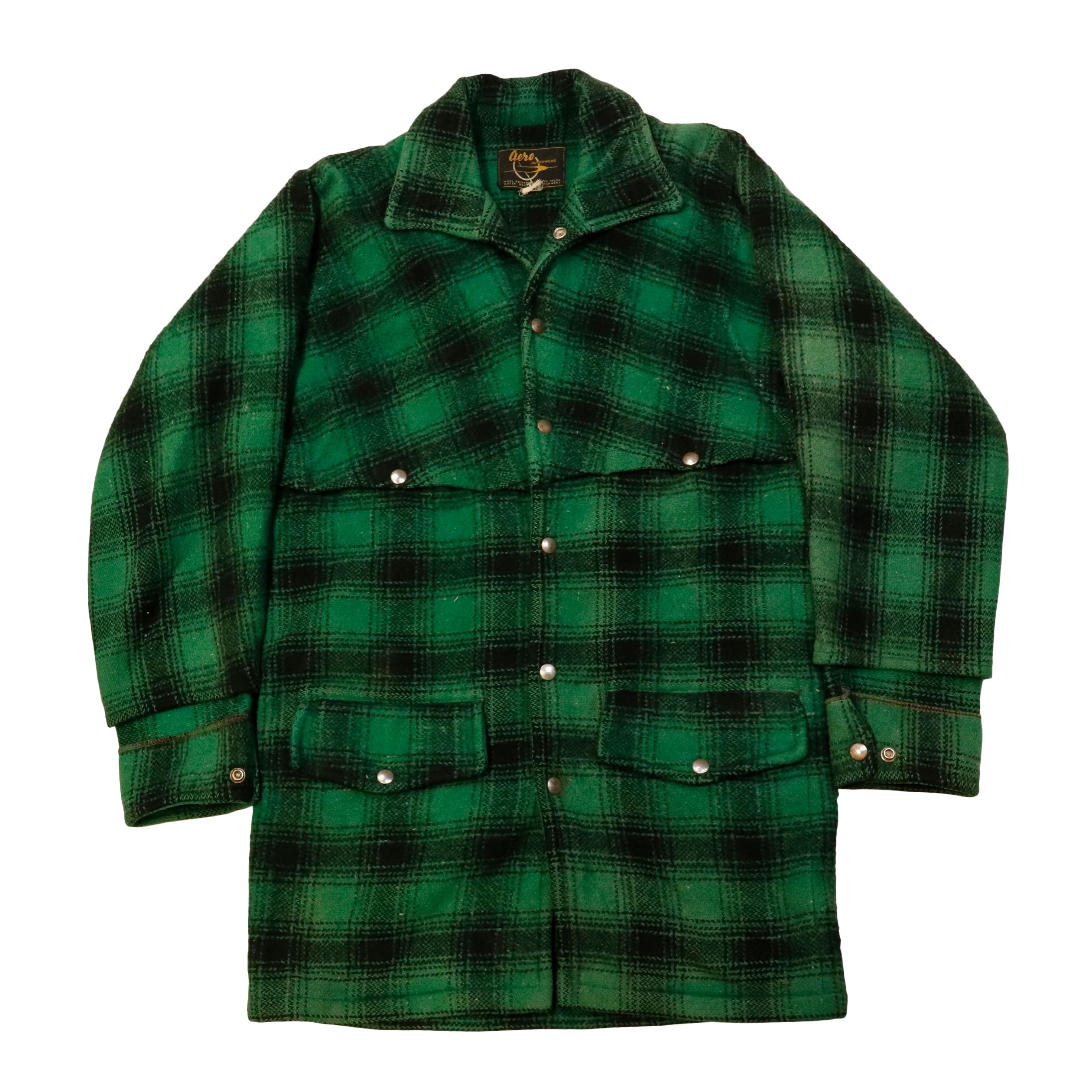 Vintage 50s Mackinaw Hunting Fishing Aero plaid wool jacket
