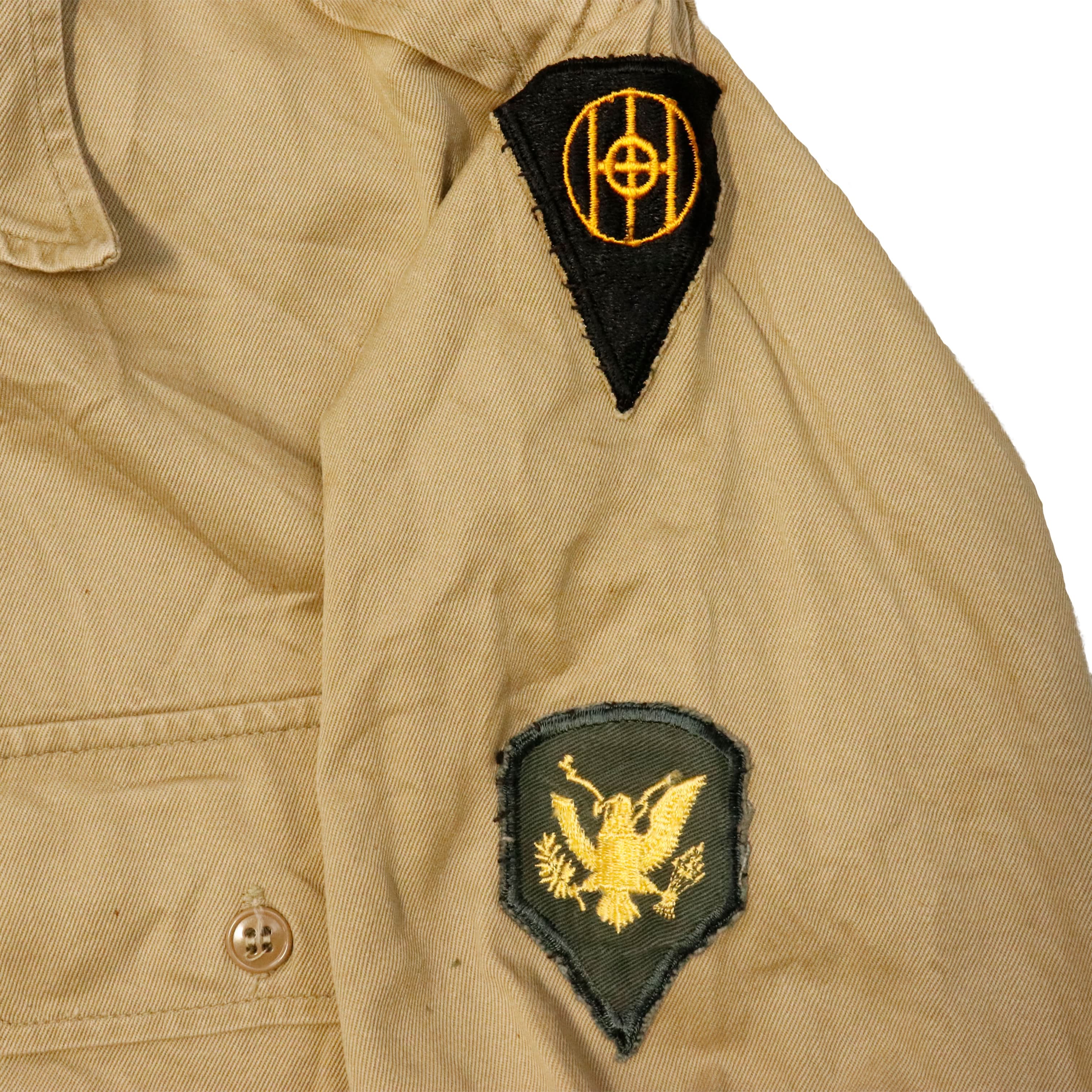 Vintage 50s Military Officer Patch Long Sleeve Button-Up Shirt Size N/A