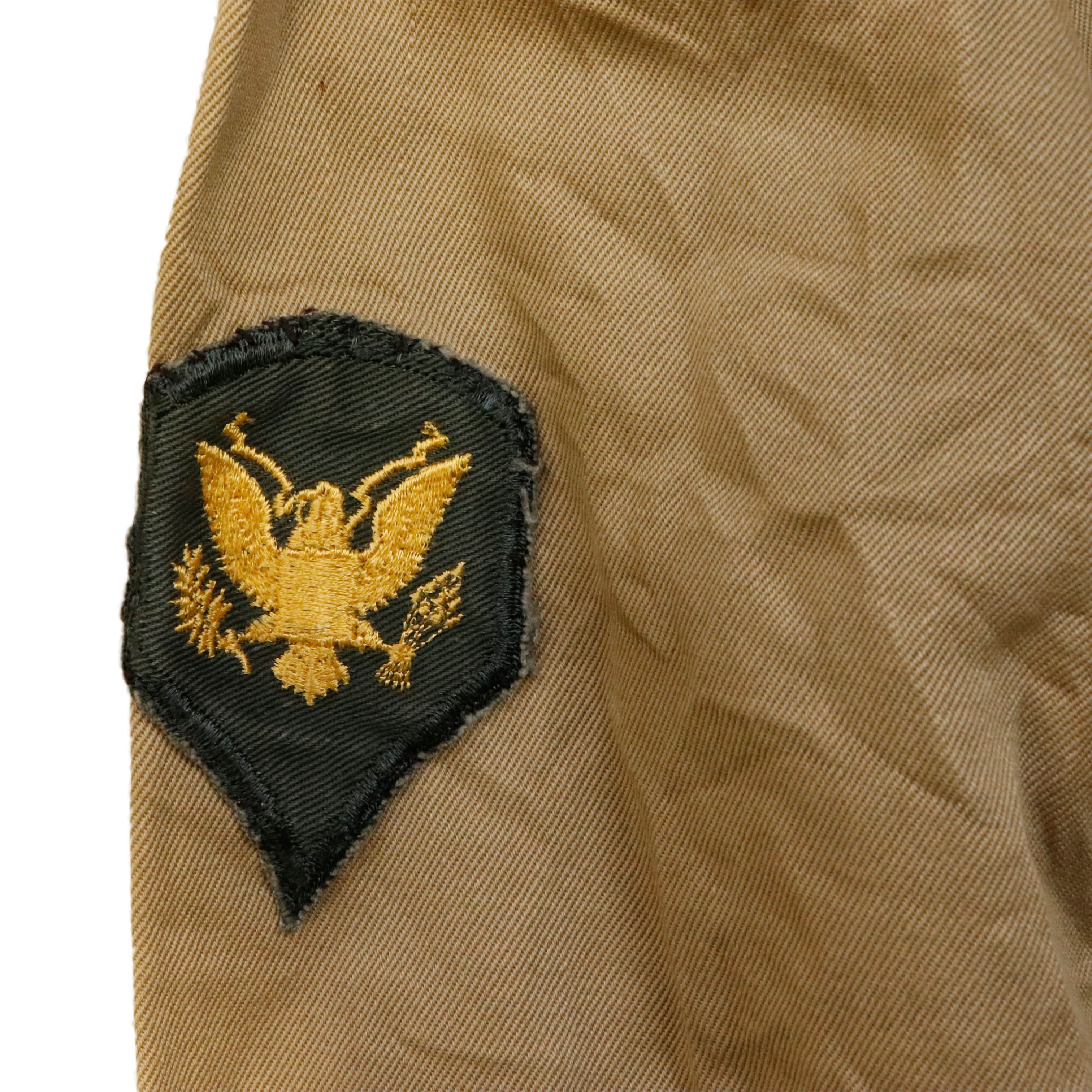 Vintage 50s Military Officer Patch Long Sleeve Button-Up Shirt Size N/A