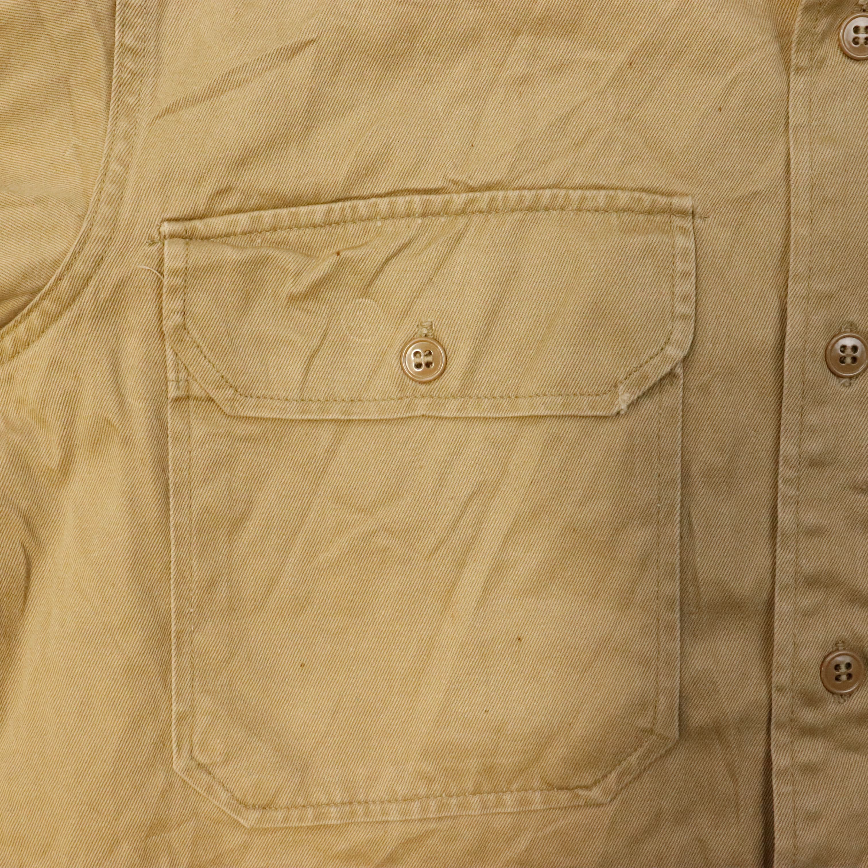 Vintage 50s Military Officer Patch Long Sleeve Button-Up Shirt Size N/A