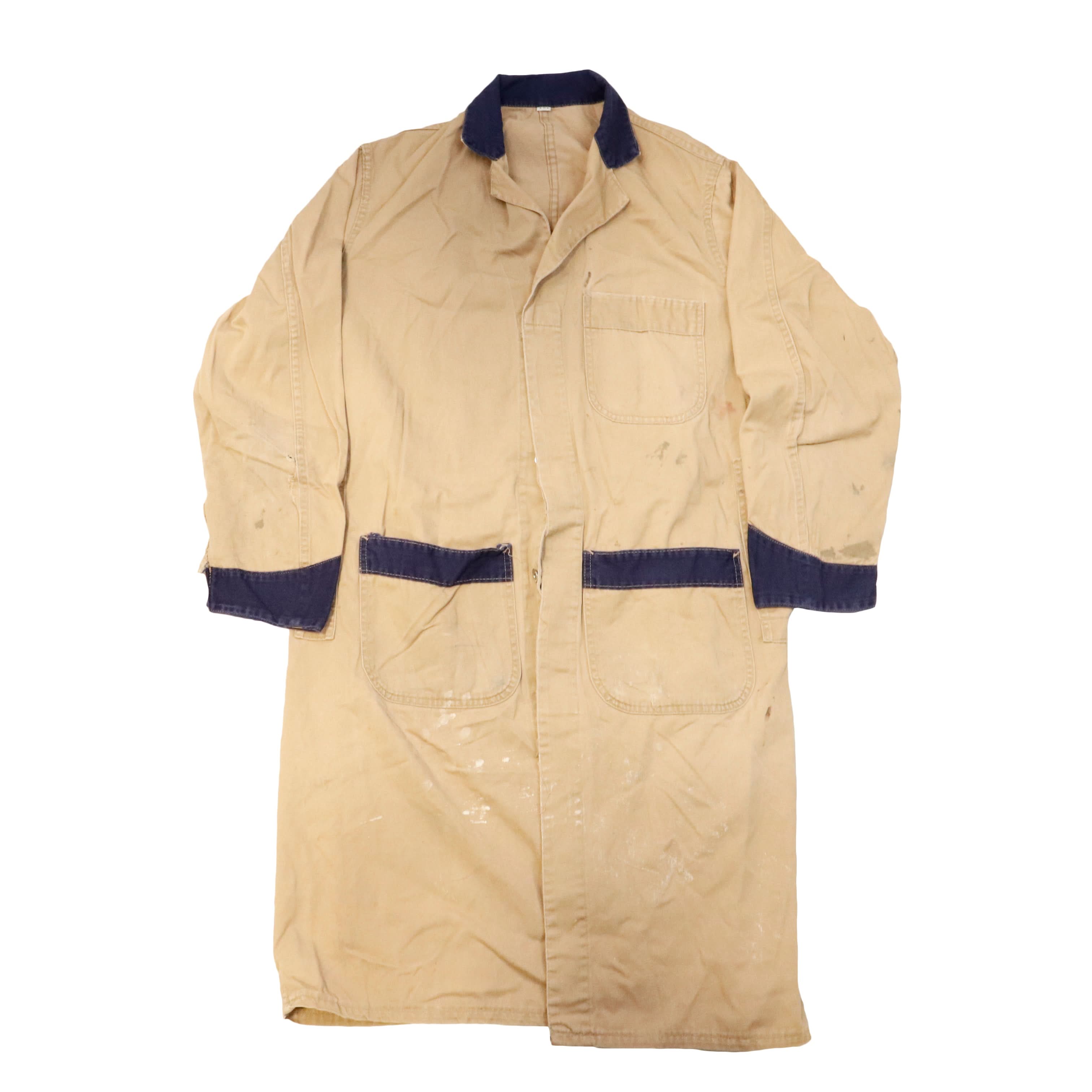 Vintage 50s Union Made Contrast Collar Chore Shop Coat Size 40