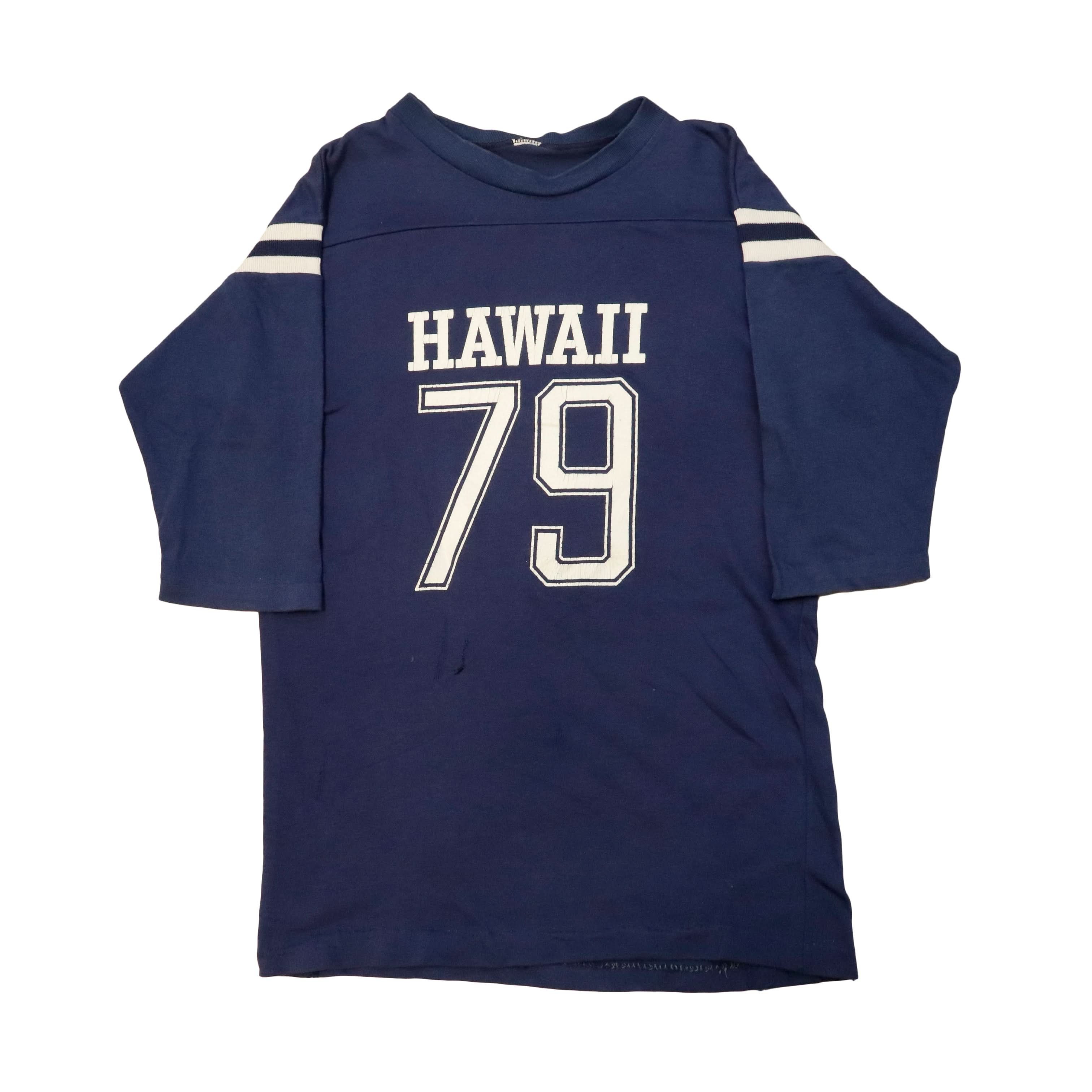 Vintage Hawaii #79 Striped Sleeve Long Sleeve Football TShirt Size N/A