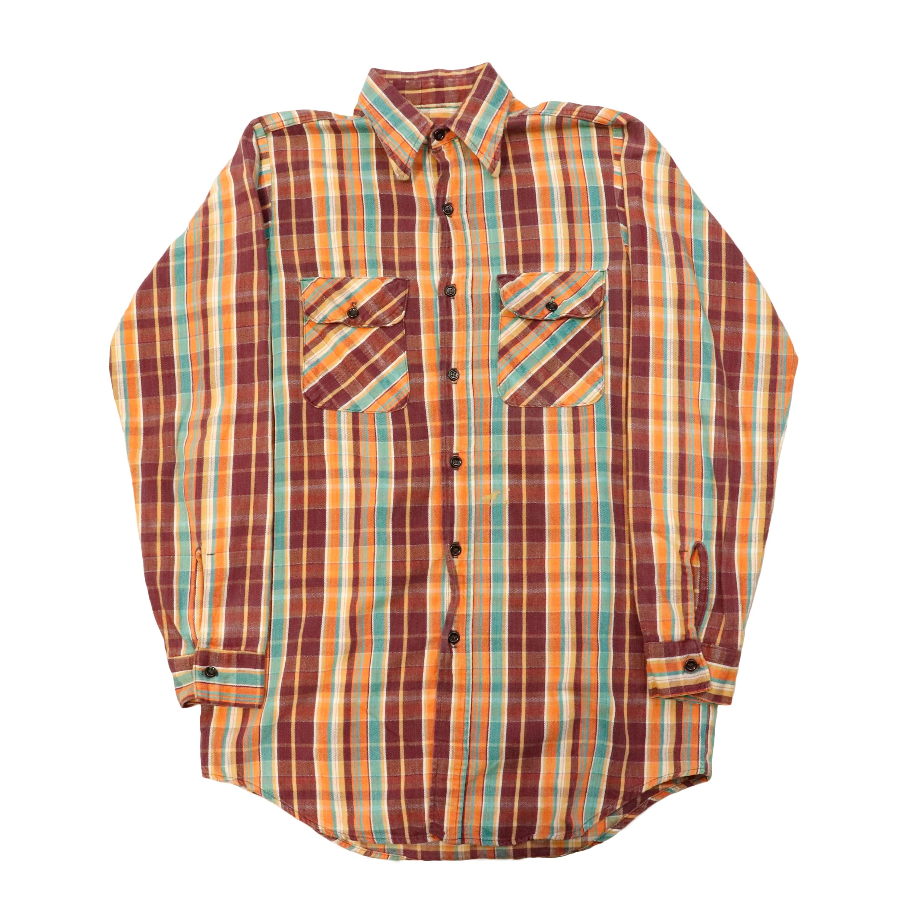 Vintage 60s Plaid Flannel Button-Up Shirt Size N/A