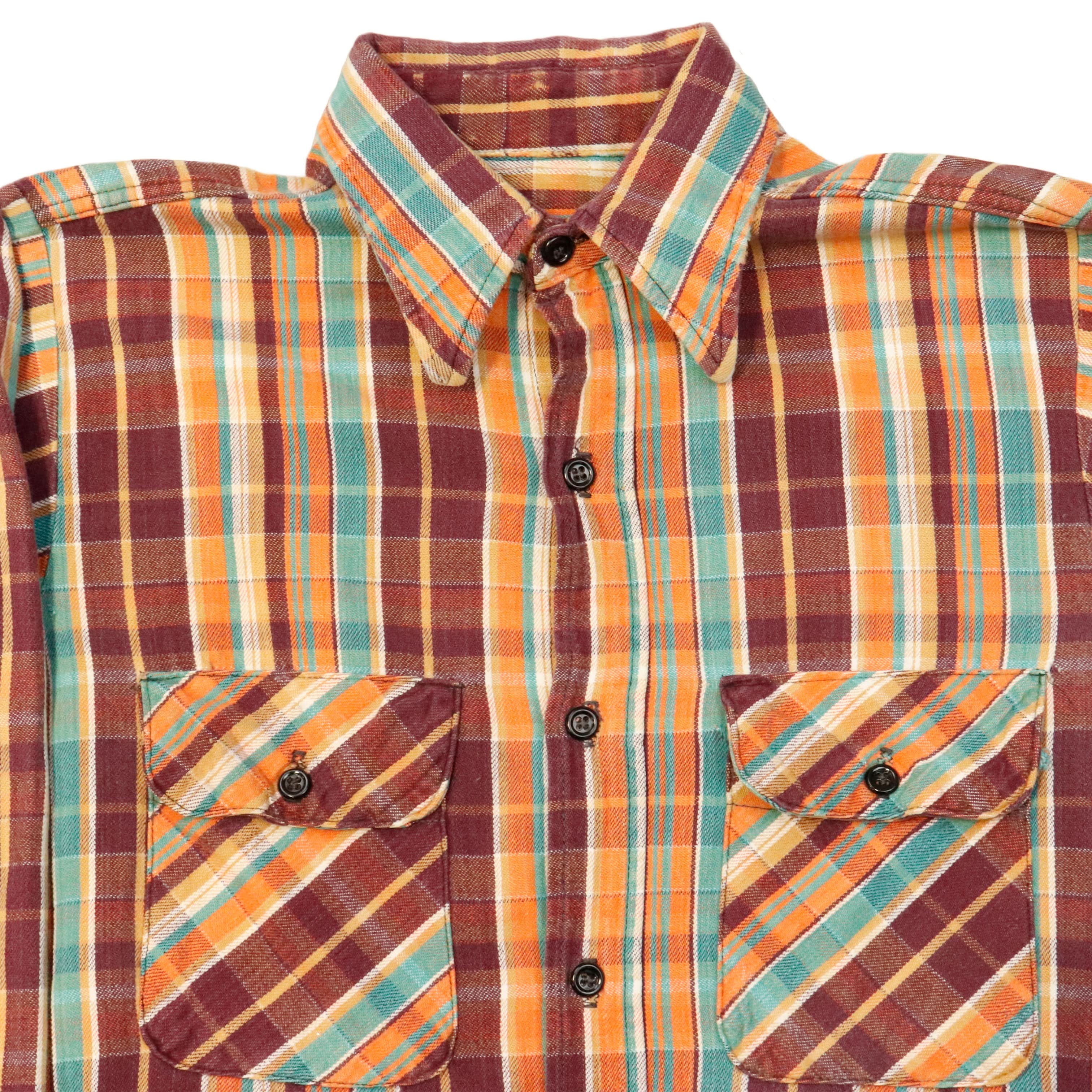 Vintage 60s Plaid Flannel Button-Up Shirt Size N/A