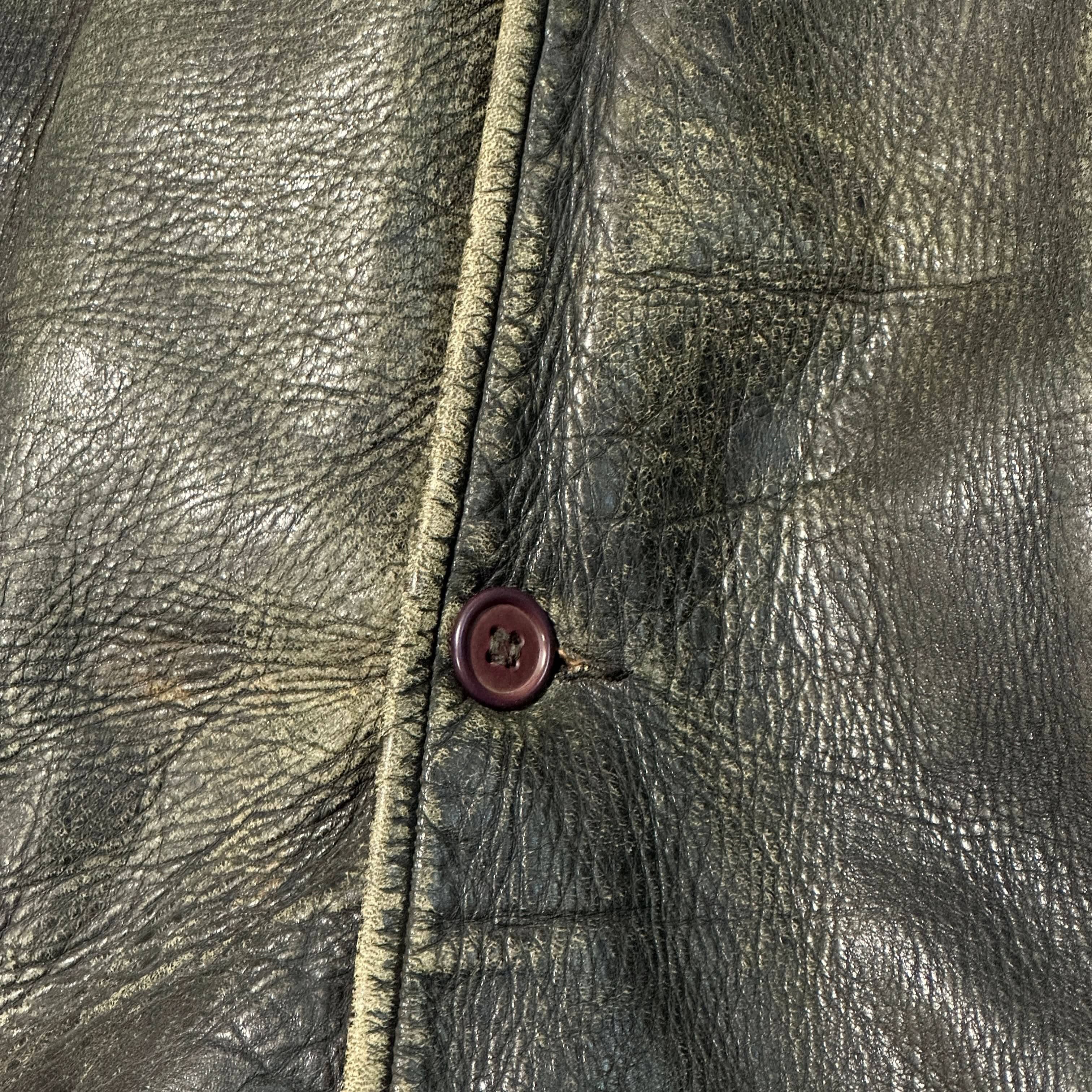 1950s Victoria Horsehide Leather Jacket Coat Size L 30s Barnstormer shearling FAIF.CA 