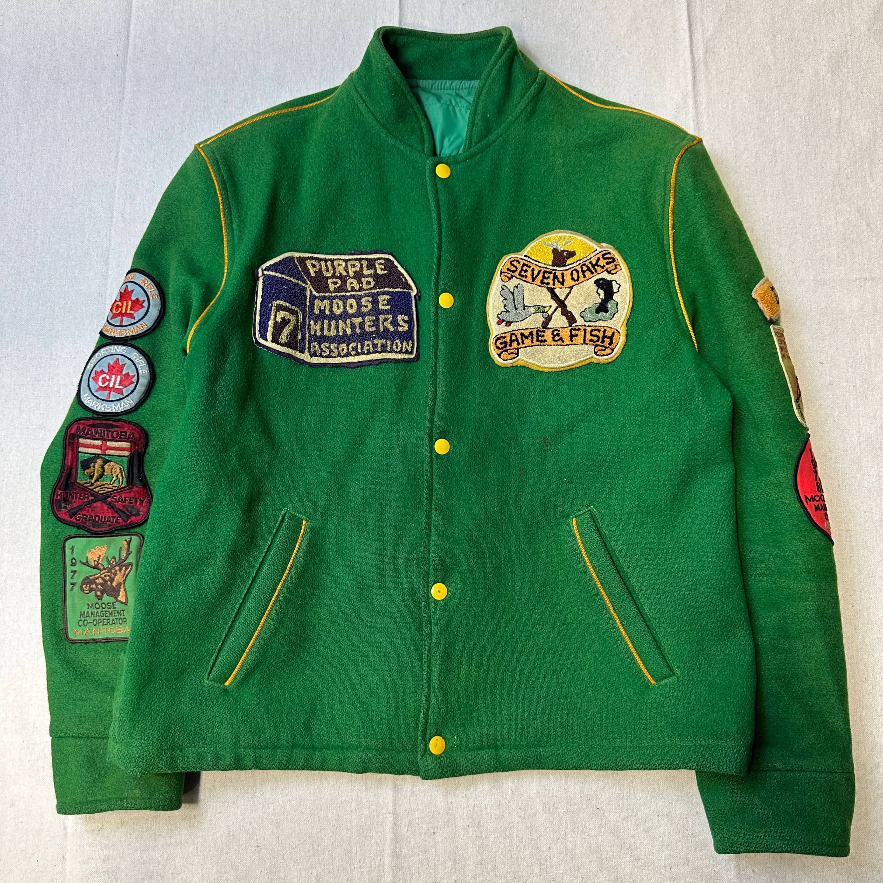 1970s - Seven Oaks Game & Fish Moose Hunters Association Wool Varsity Jacket Size M FAIF.CA 