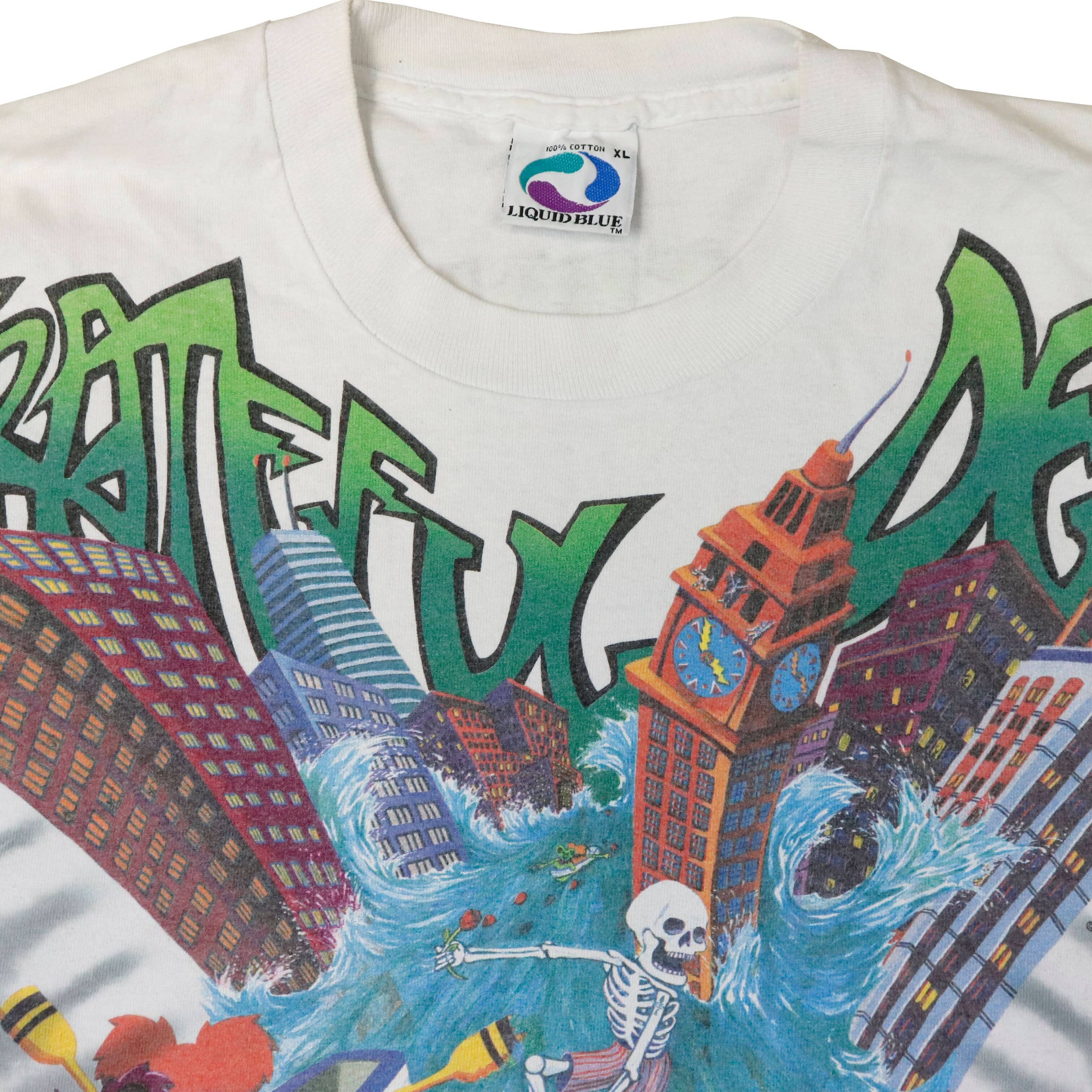 1992 Grateful Dead Surf Liquid Blue Tie Dye Chicago Soldier Field T-Shirt Size XL FAIF.CA 