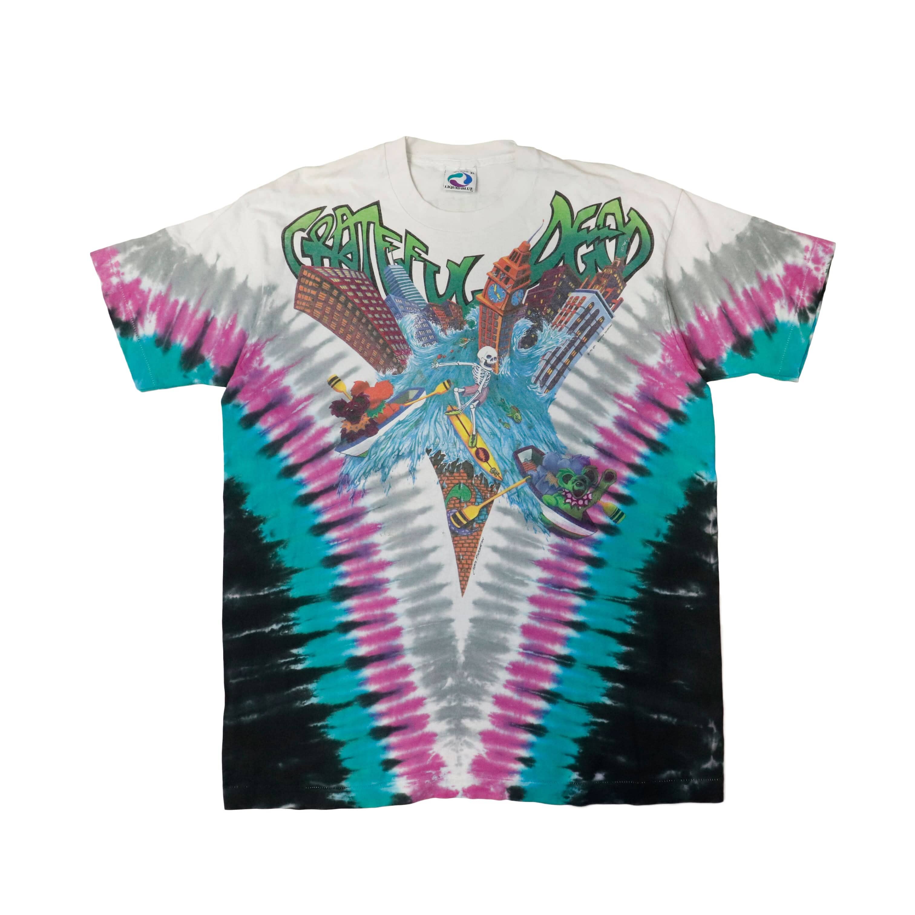1992 Grateful Dead Surf Liquid Blue Tie Dye Chicago Soldier Field T-Shirt Size XL FAIF.CA 