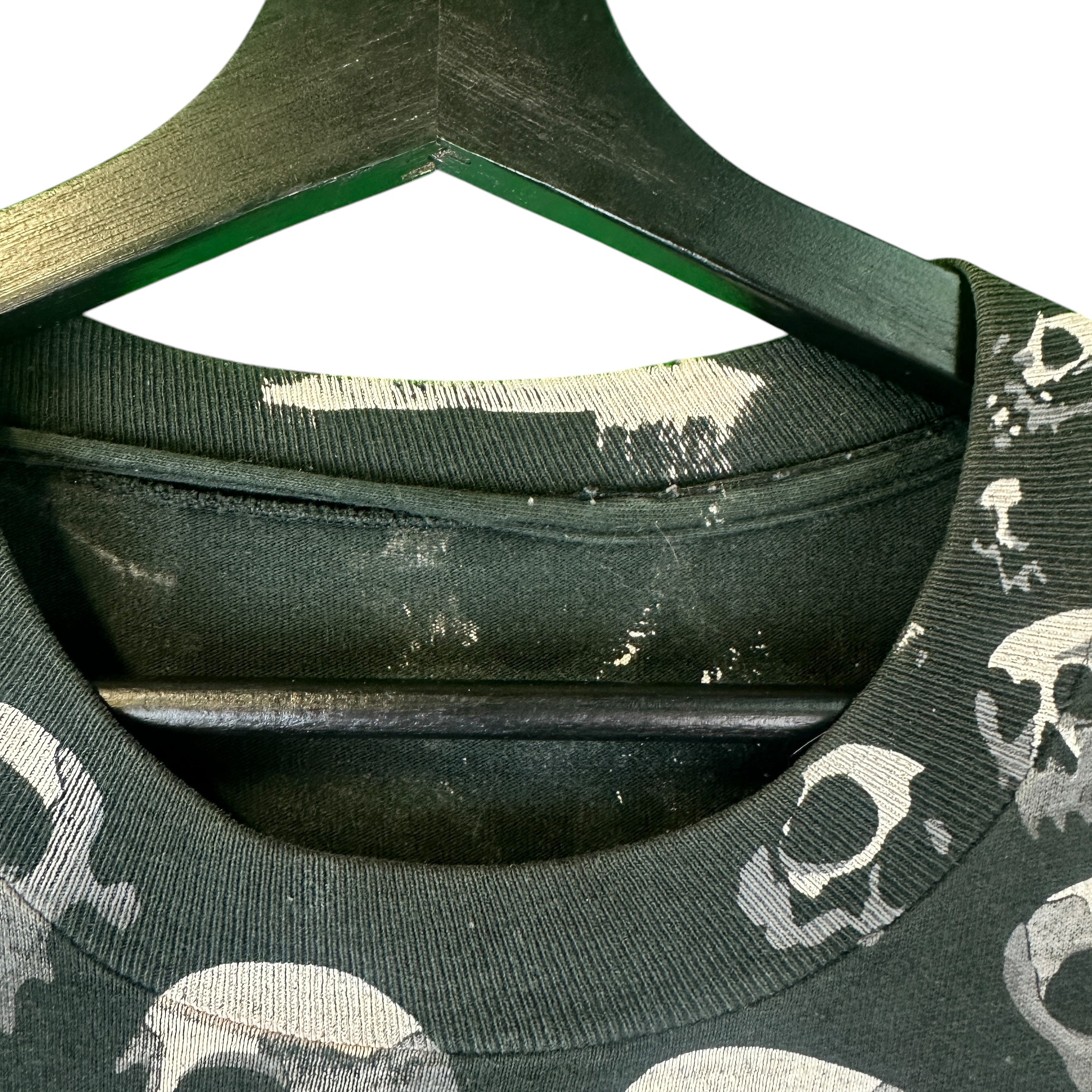 Vintage Liquid Blue AOP Skull Black T Shirt size - L