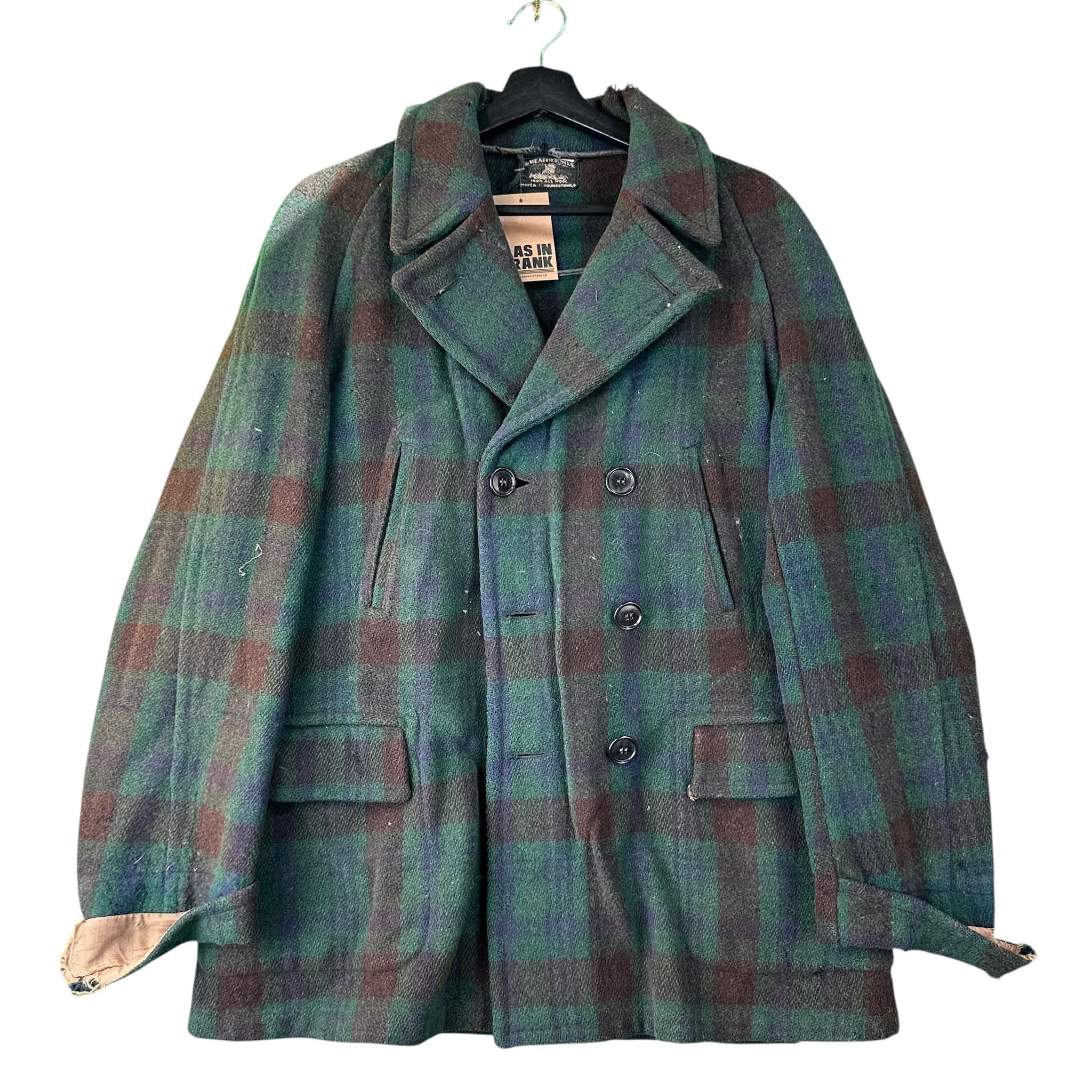 Vintage 30s Distressed Wool Mackinaw Jacket Weatherside