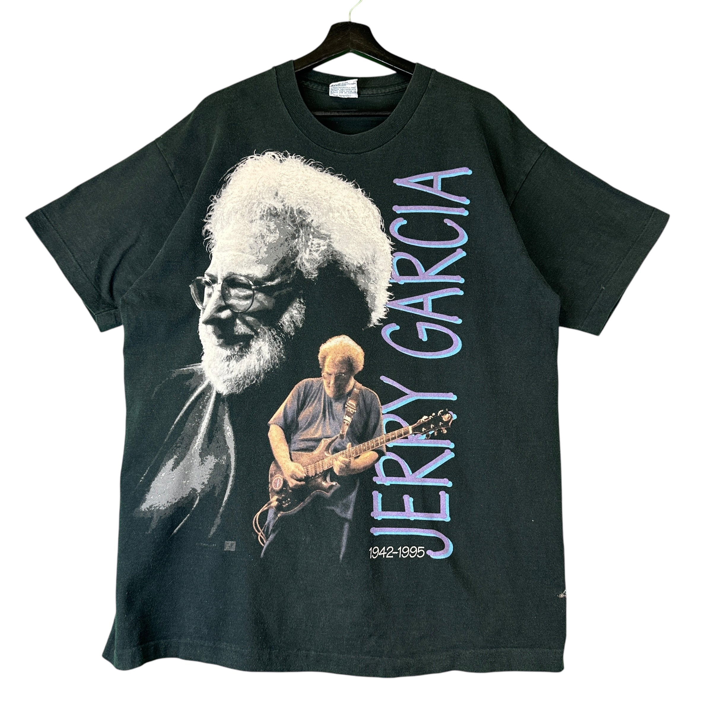 Vintage Liquid Blue Big Print Jerry Garcia T Shirt - XL