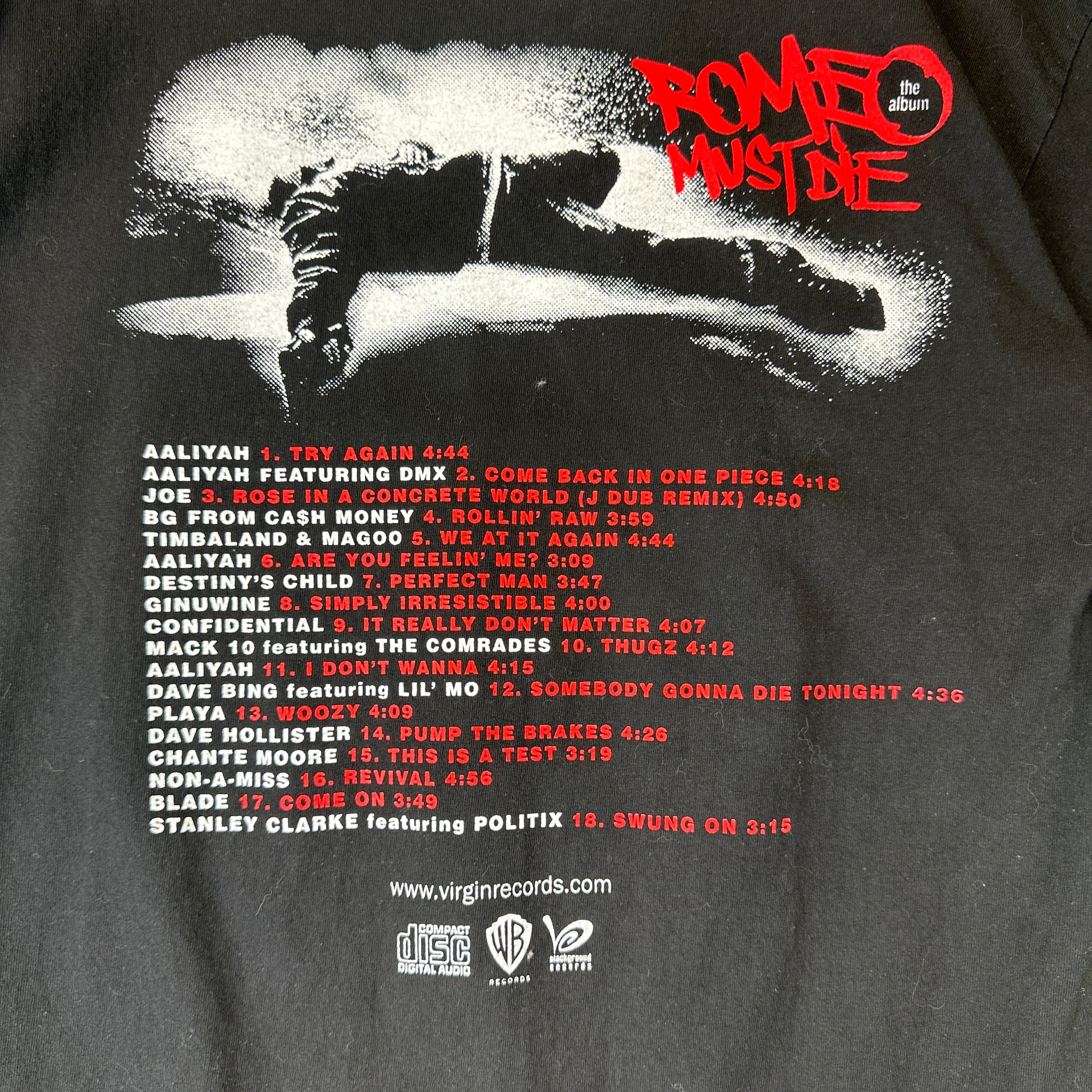 Vintage Romeo Must Die The Album Aaliyah Jet Li Soundtrack RAP DMX T Shirt - L