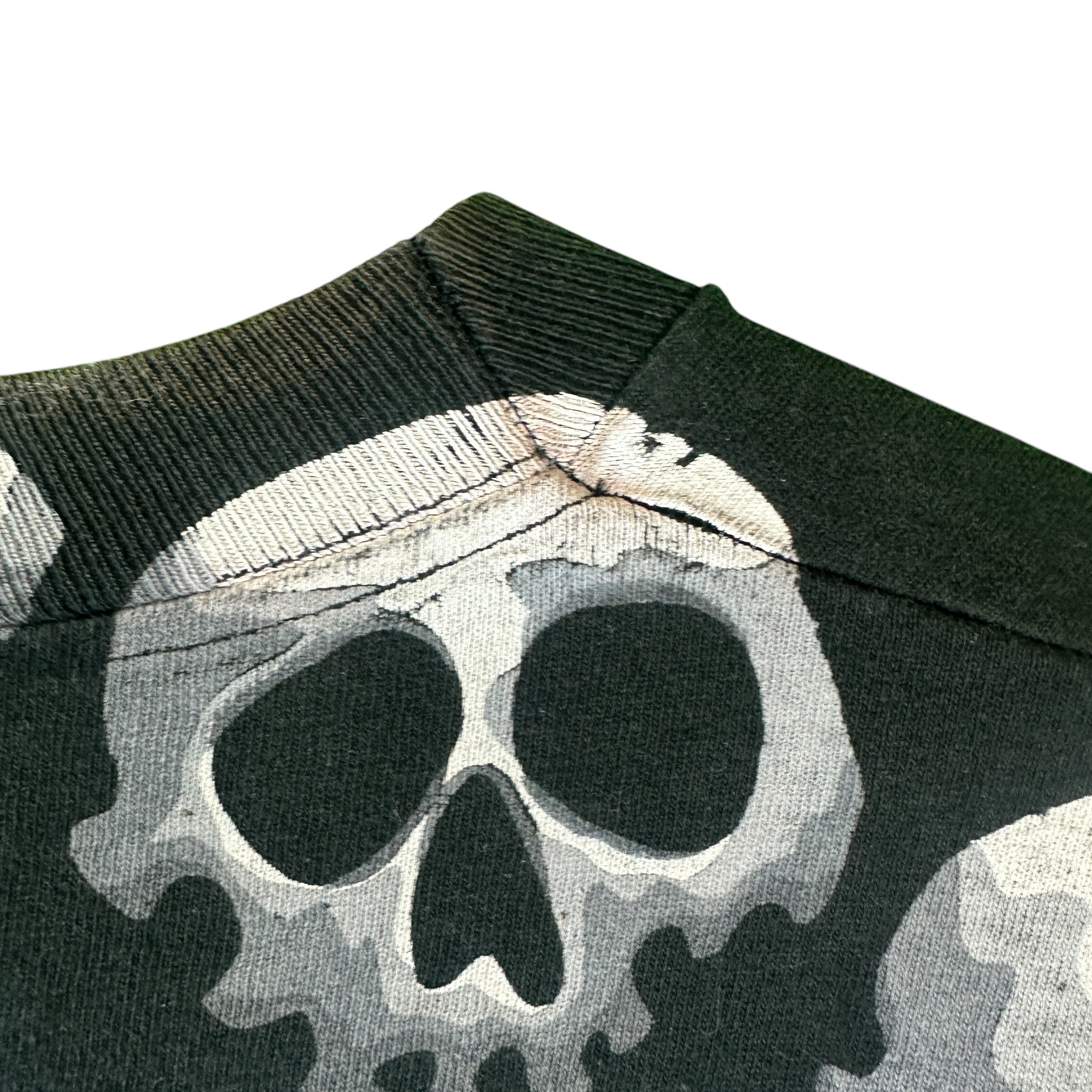 Vintage Liquid Blue AOP Skull Black T Shirt size - L