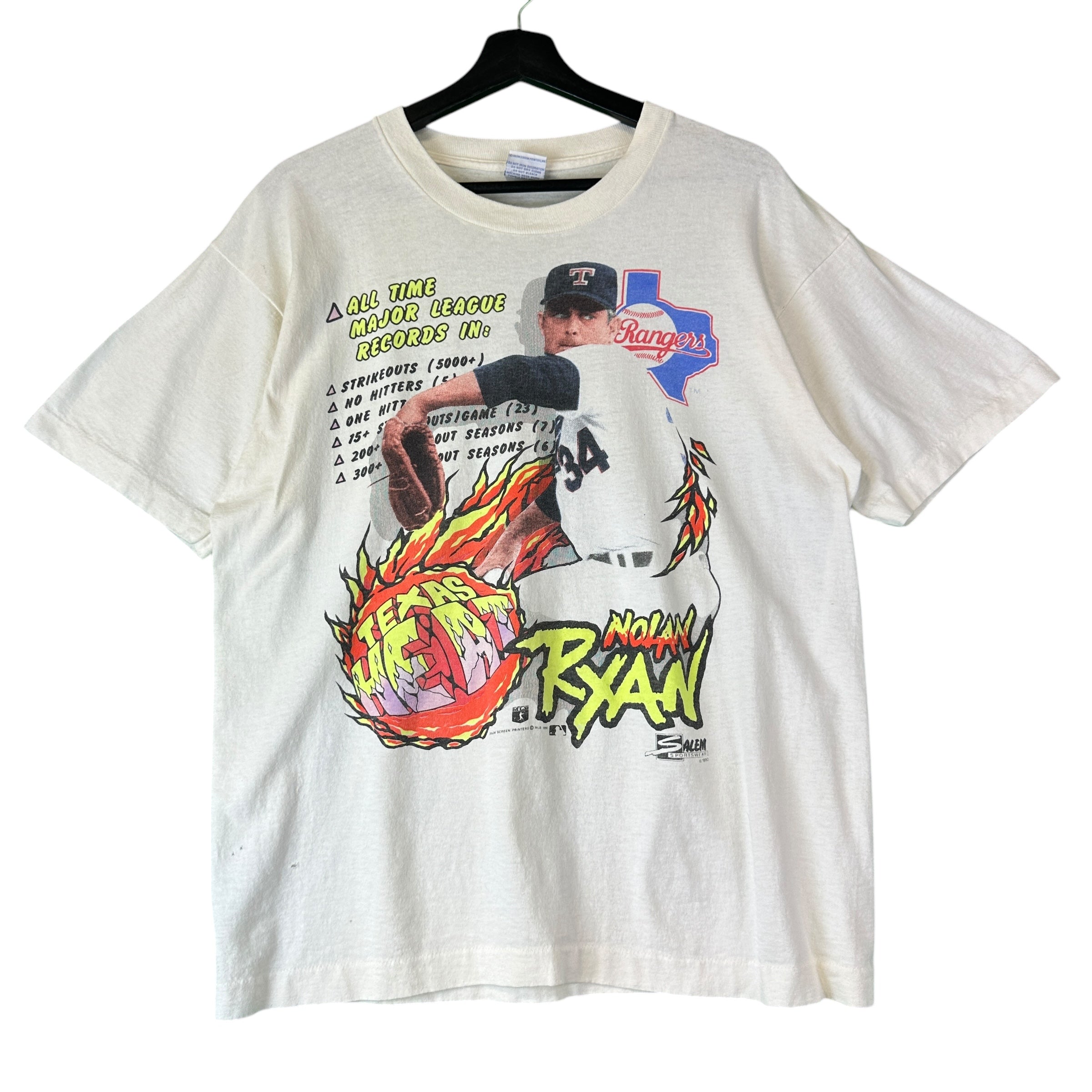 Vintage Nolan Ryan The Rangers Salem 90s T Shirt - L