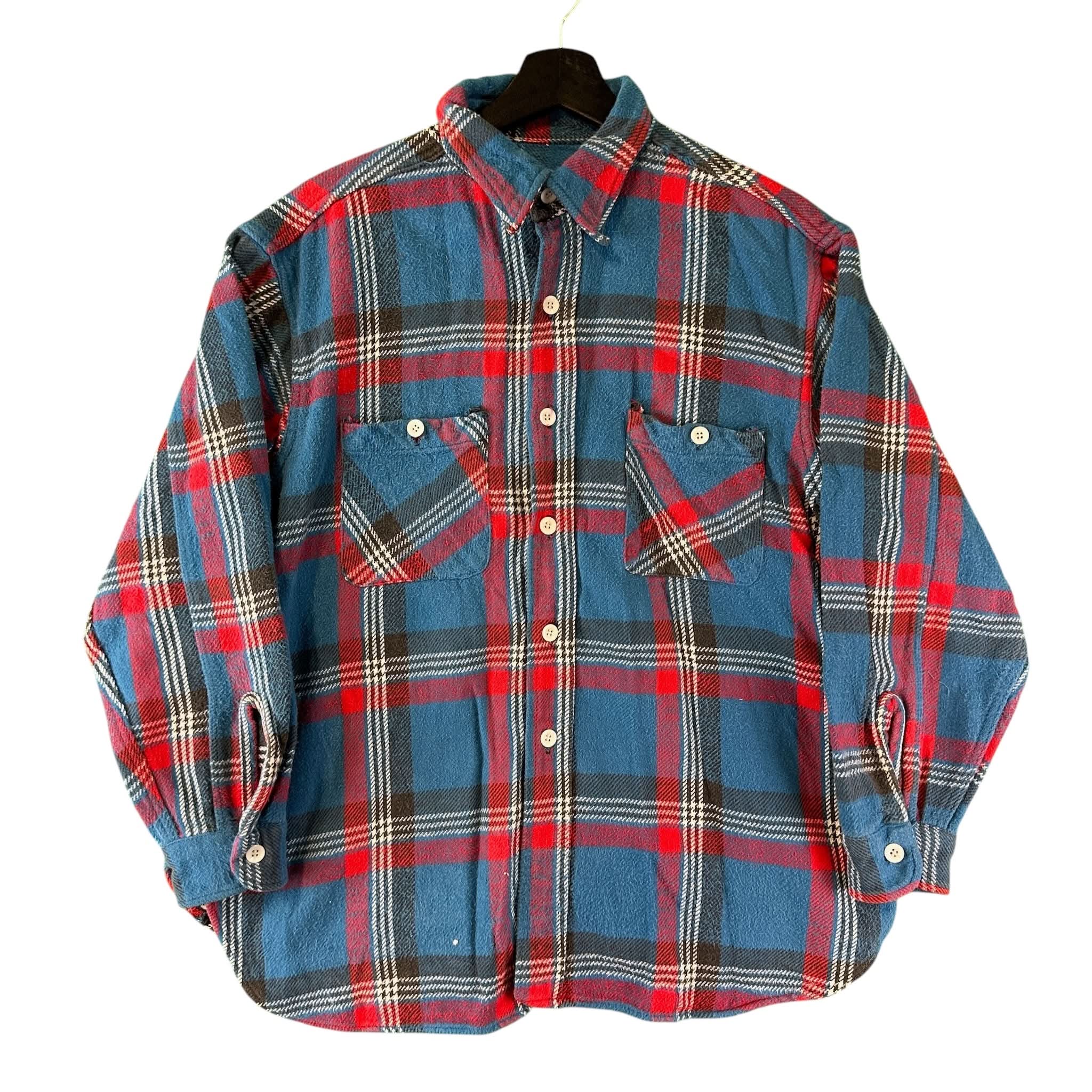 Vintage 40s Heavy Flannel Button Up Shirt w/ Gusset