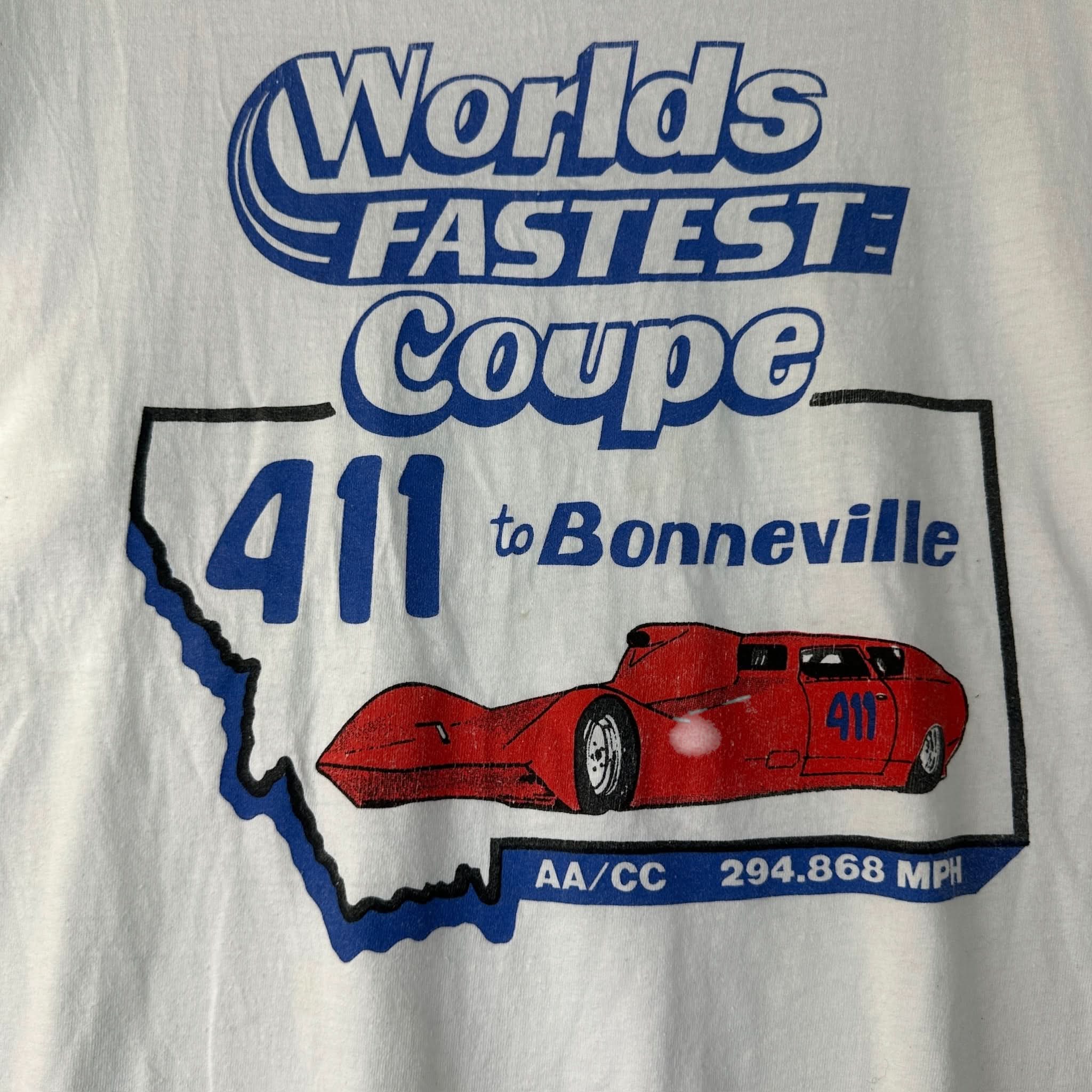 Vintage Worlds Fastest Coupe 411 Bonneville T Shirt 70s
