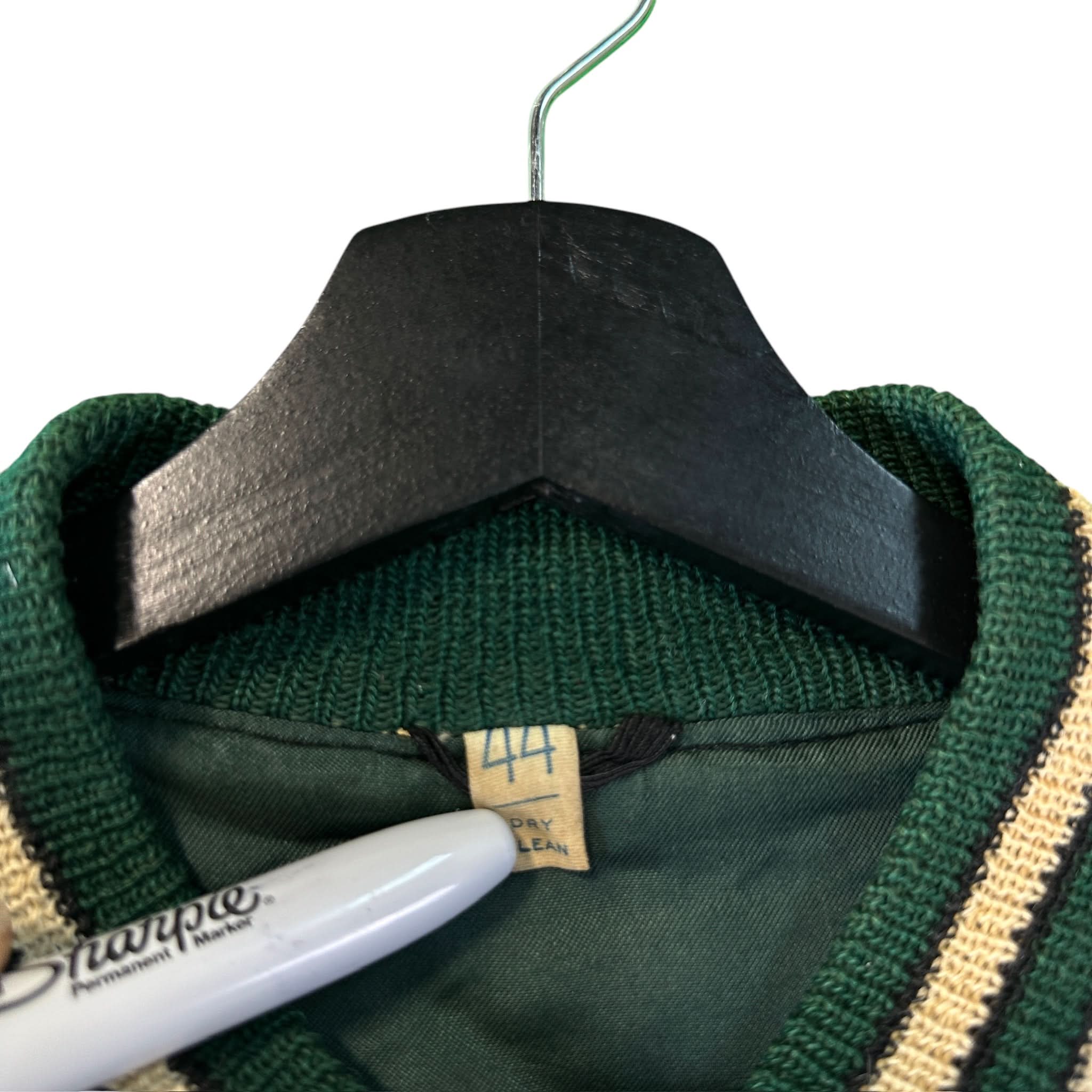 Vintage Willis B Line Forest Green Leather Varsity Club Jacket - 44