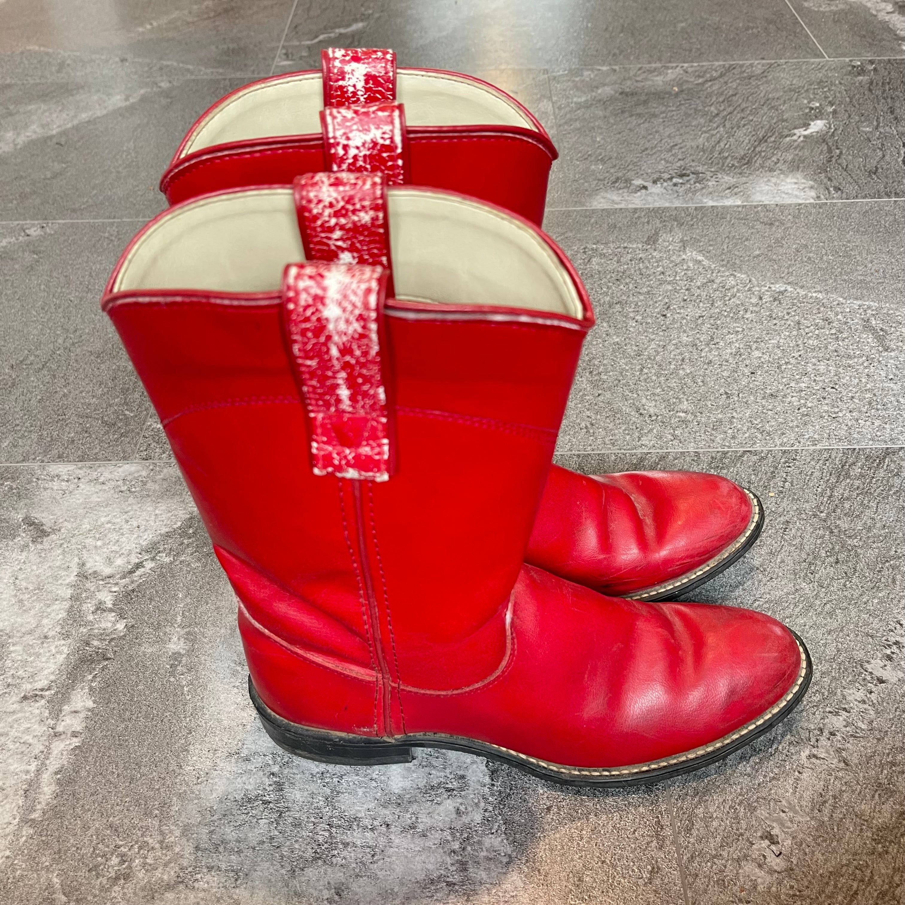 Bronco Red Leather Cowboy Boots
