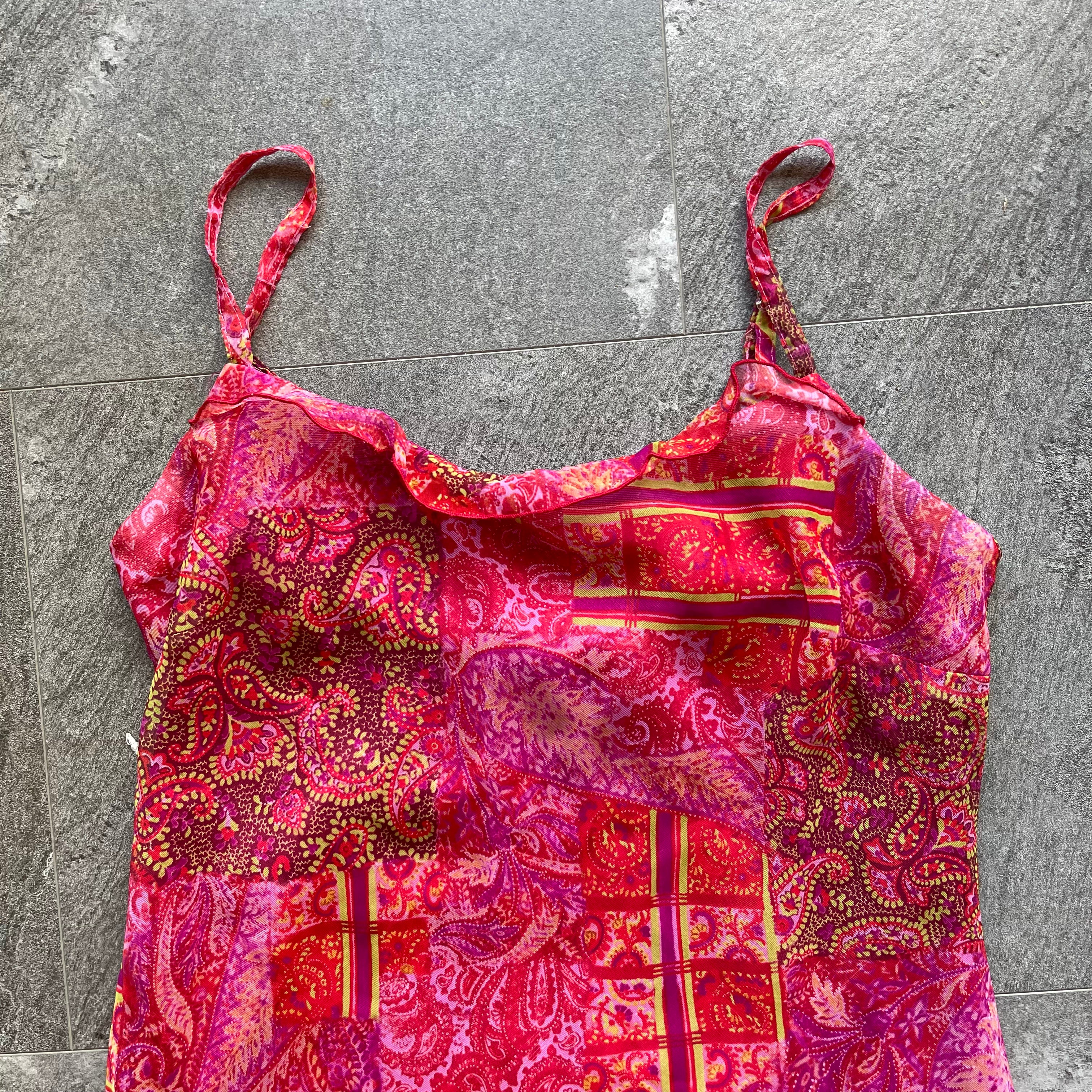 Pink Paisley Print Midi Dress